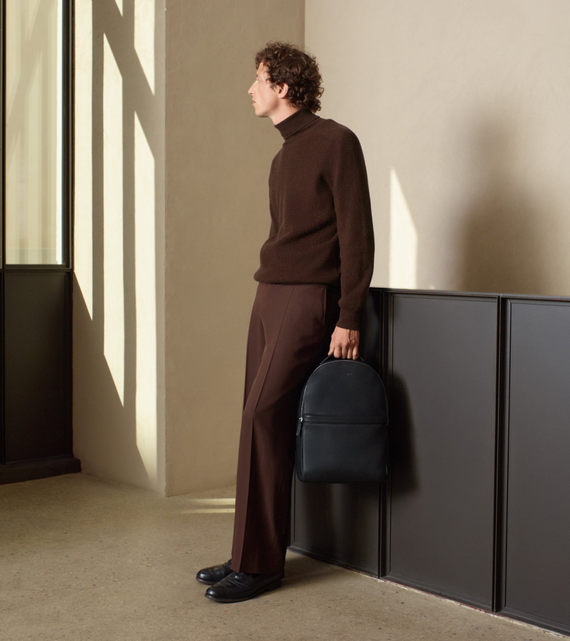 Charles zipped backpack in grained leather