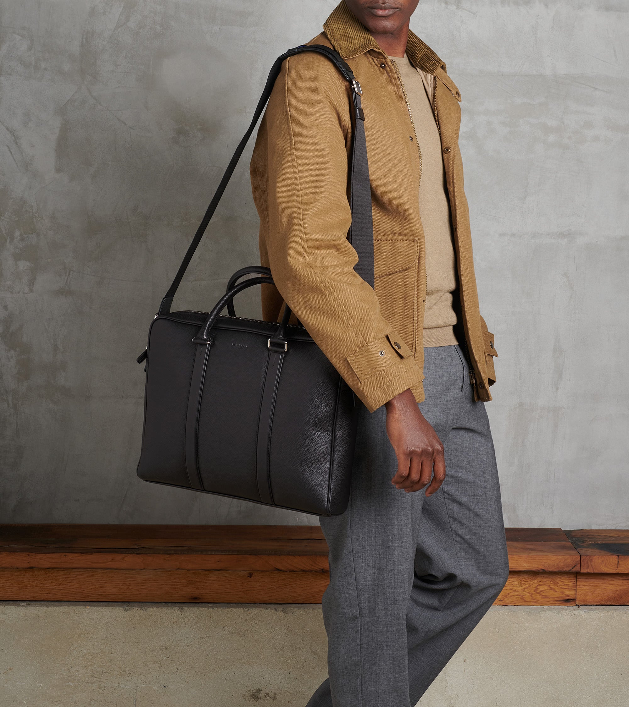 Charles 15" briefcase in grained leather small size