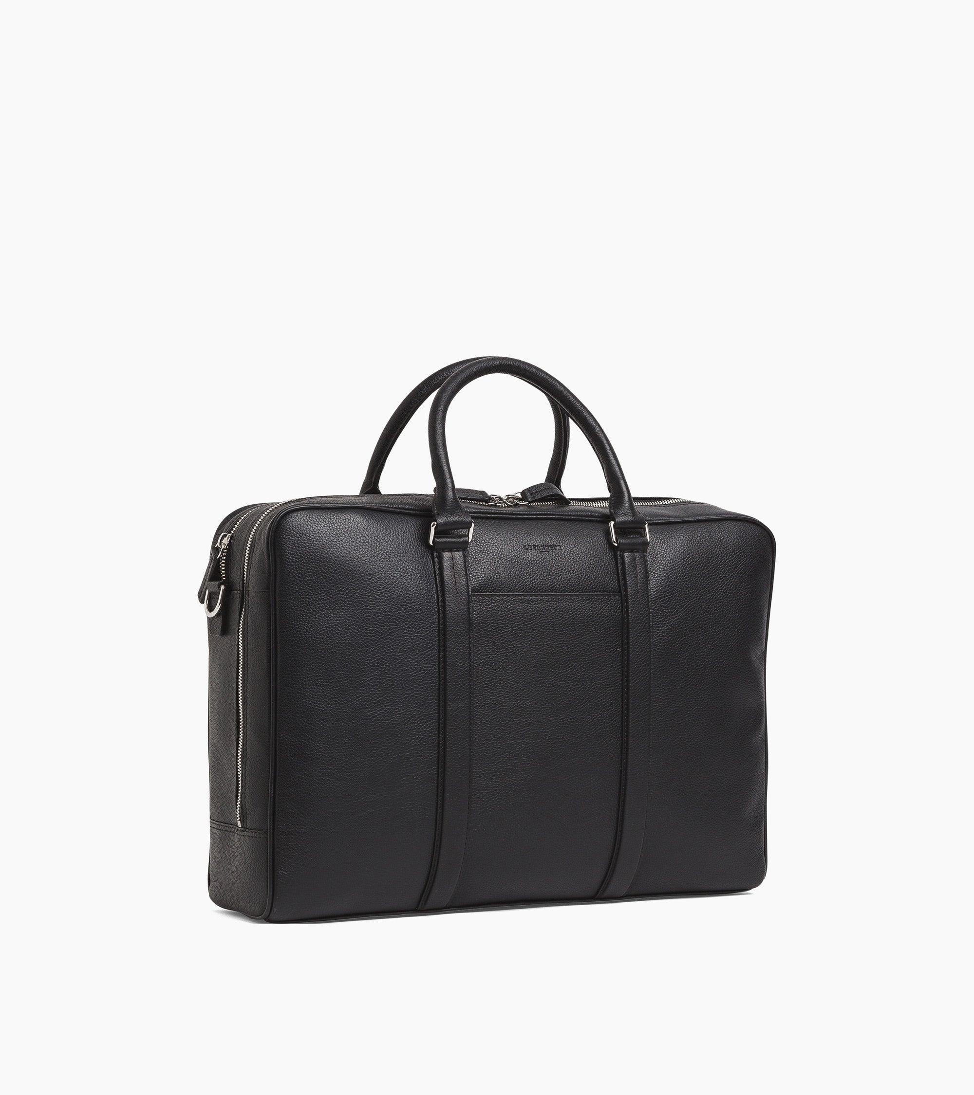 Charles 17" briefcase in grained leather with 2 zipped compartments
