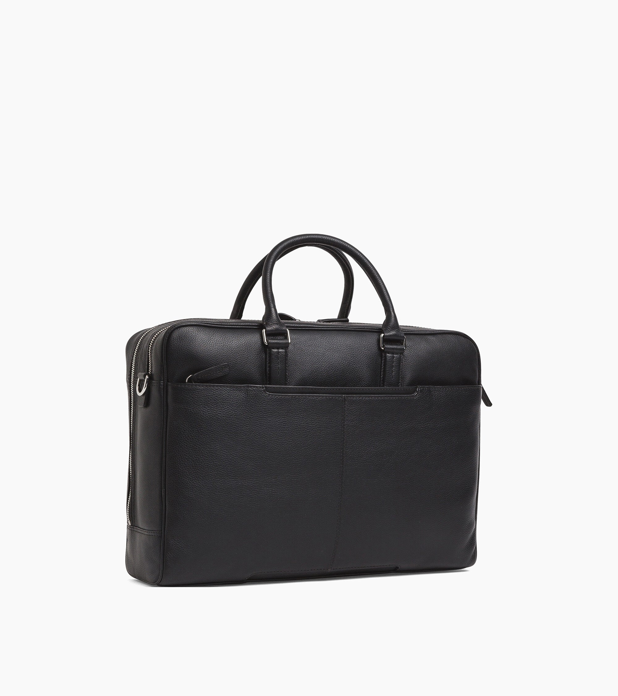 Charles 17" briefcase in grained leather with 2 zipped compartments
