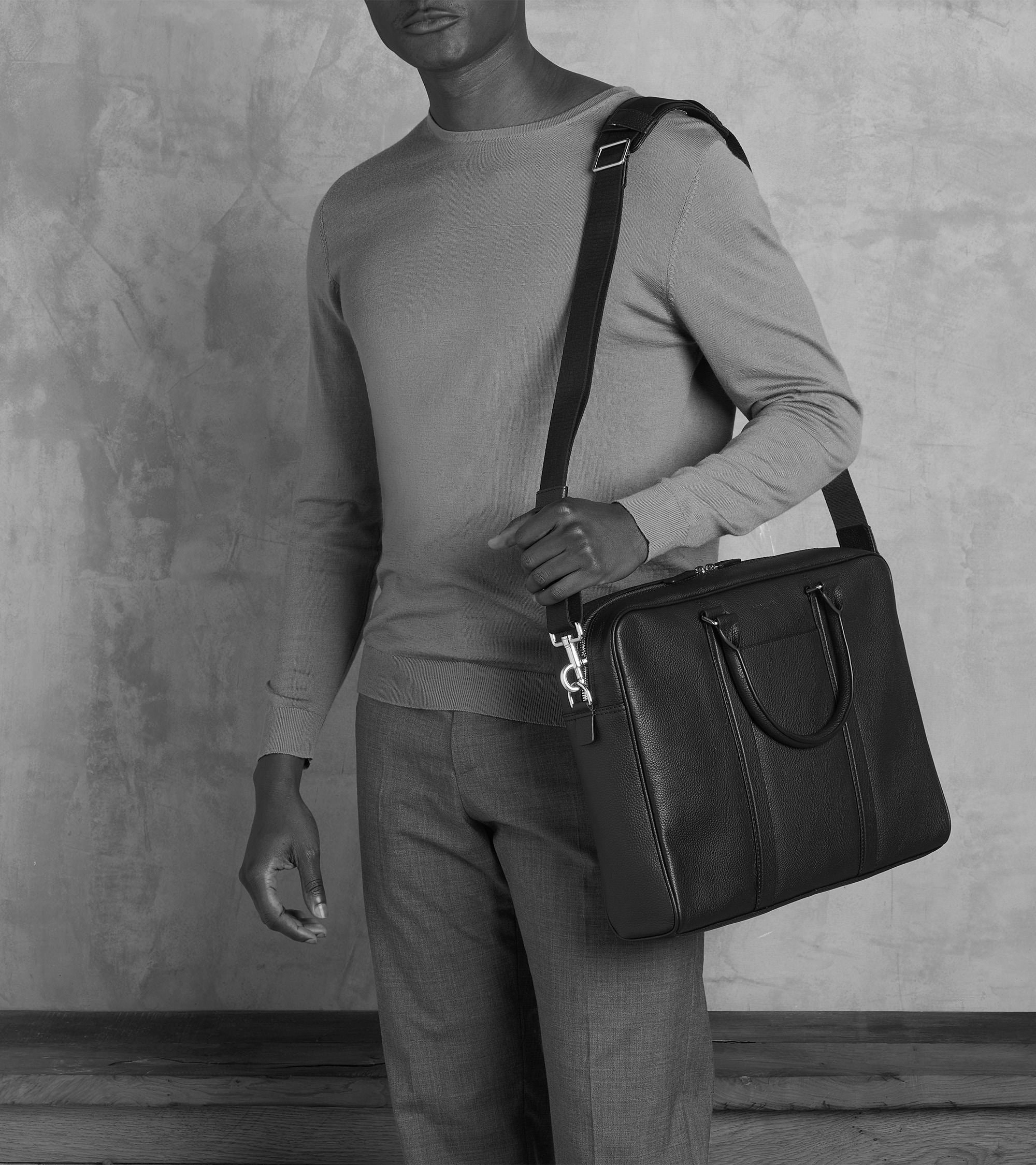 Charles 15" briefcase in grained leather large size