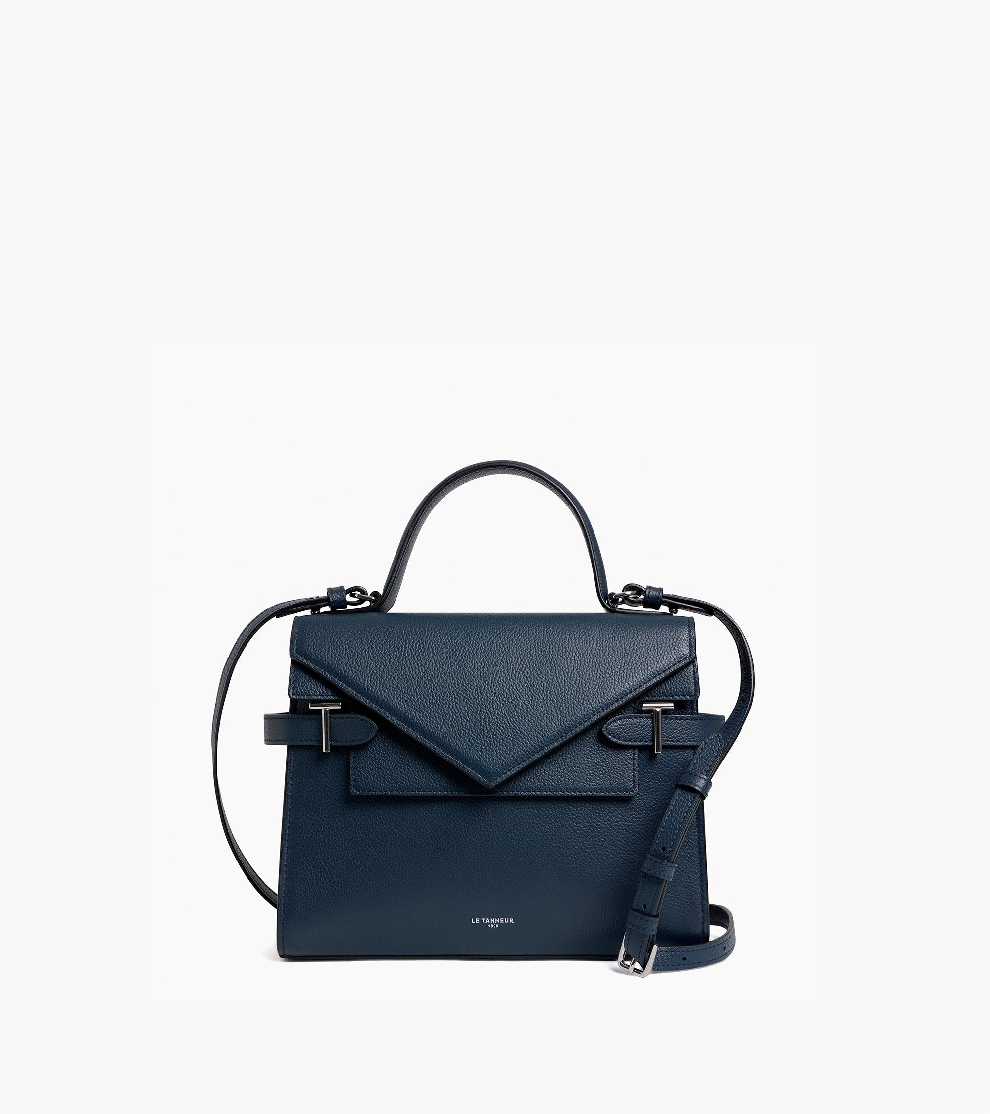 Emilie medium double flap handbag model in grained leather