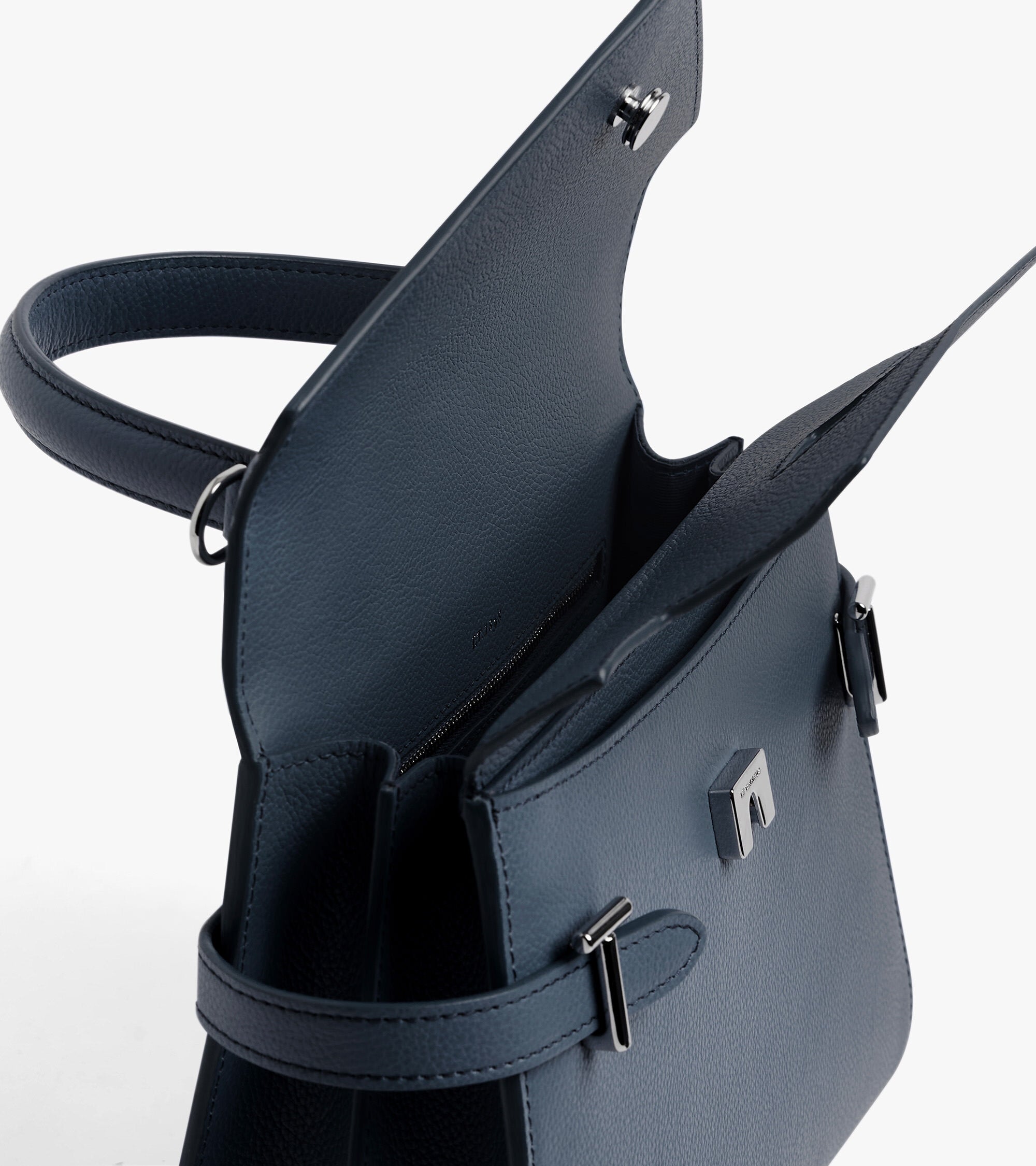 Emilie medium double flap handbag model in grained leather