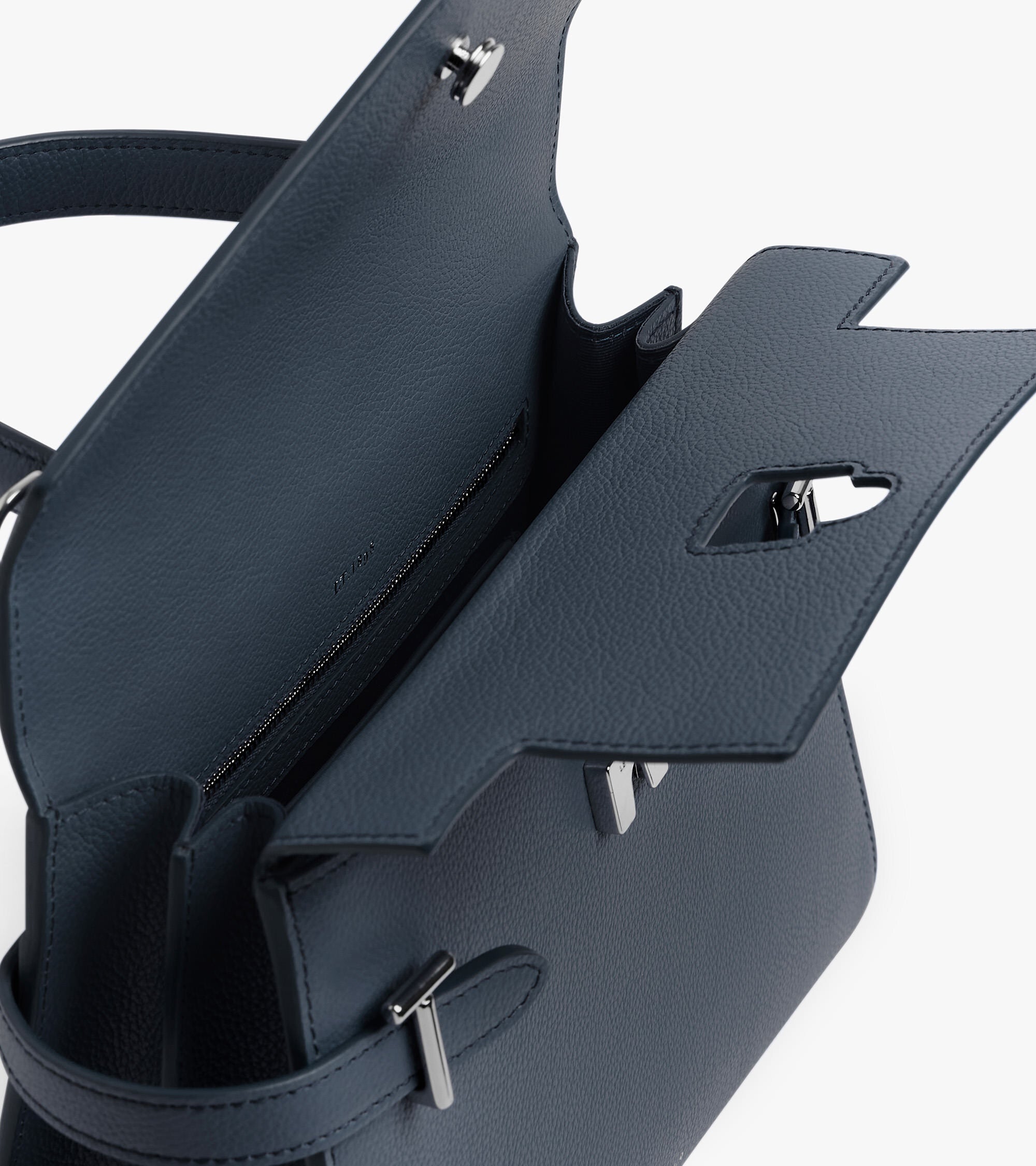 Emilie medium double flap handbag model in grained leather