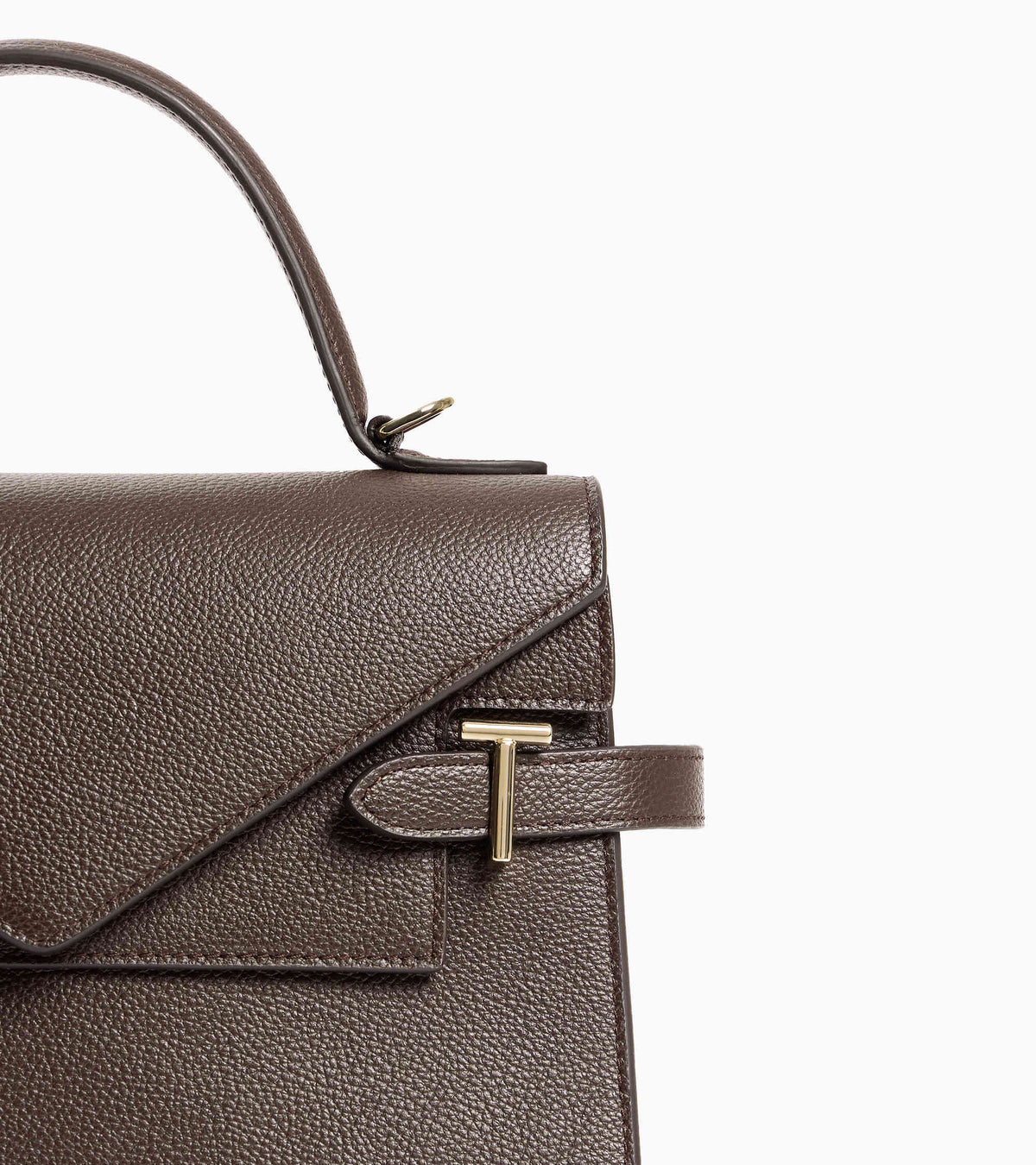 Emilie medium handbag with double flap in grained leather