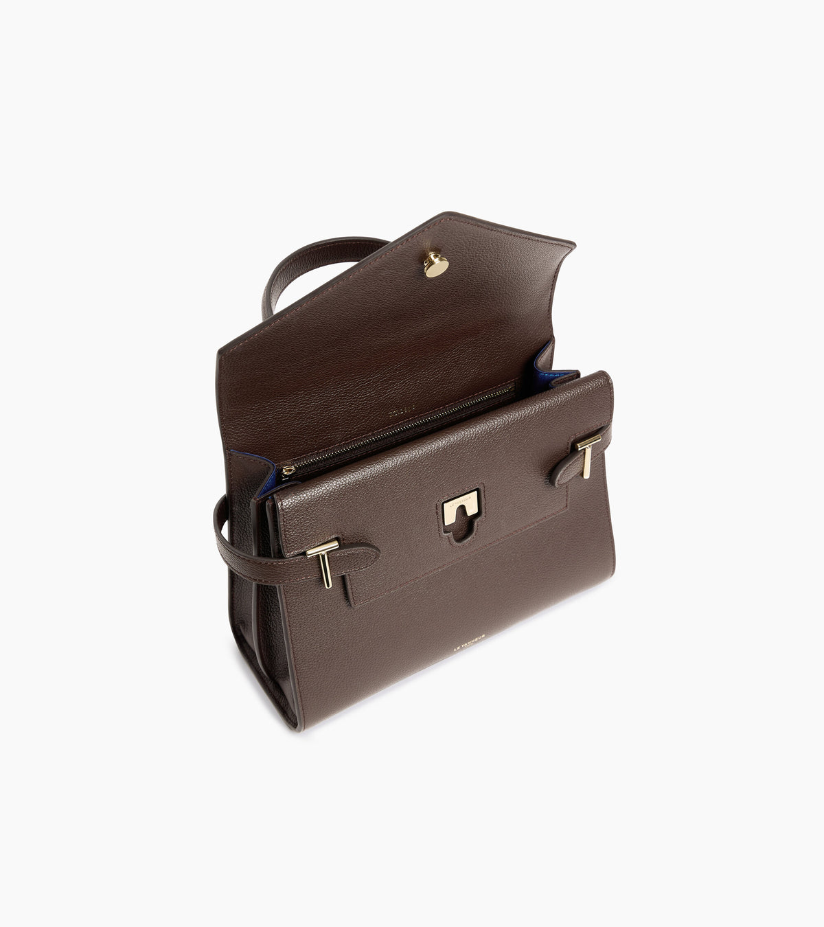 Emilie medium handbag with double flap in grained leather