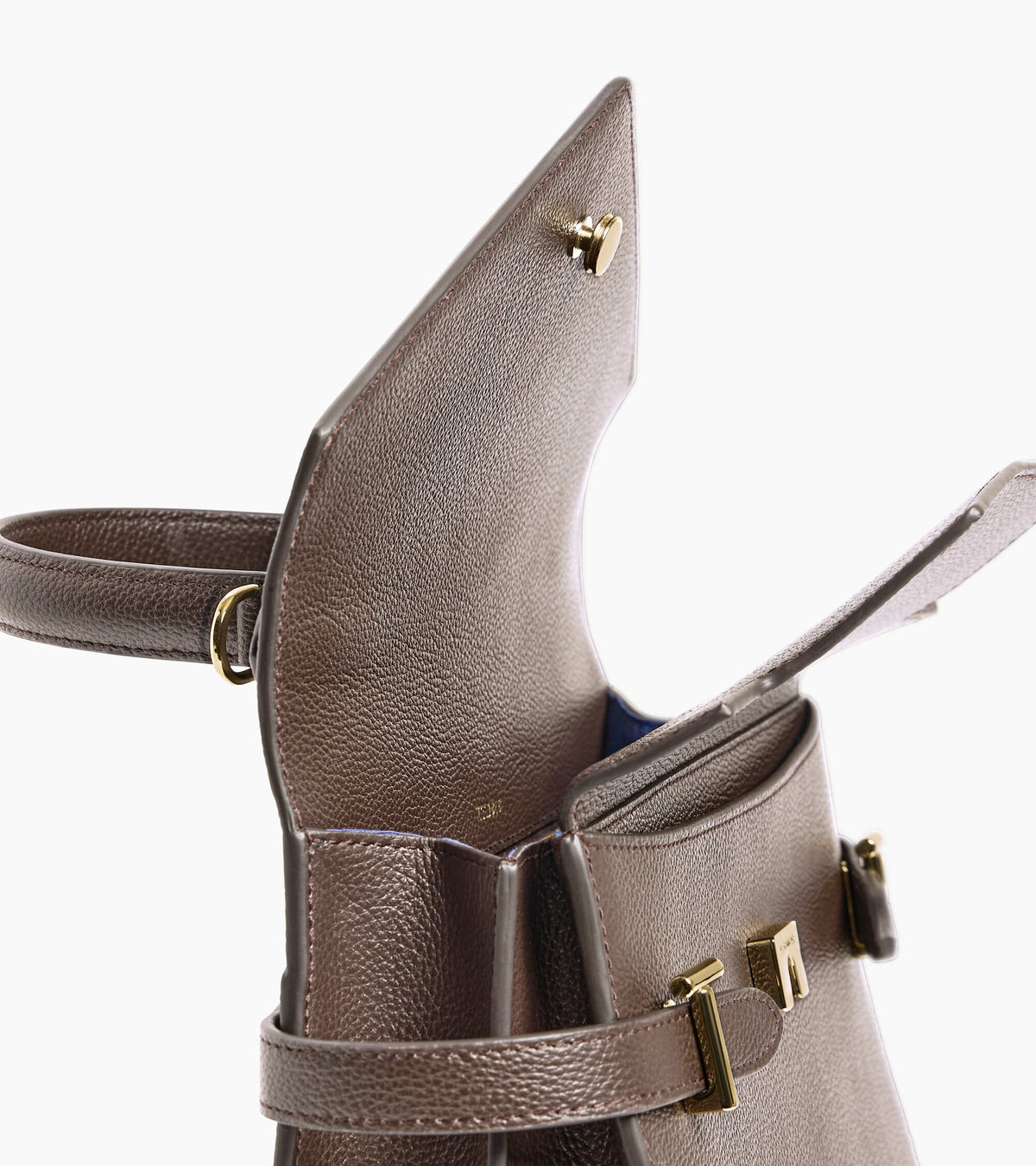 Emilie medium handbag with double flap in grained leather