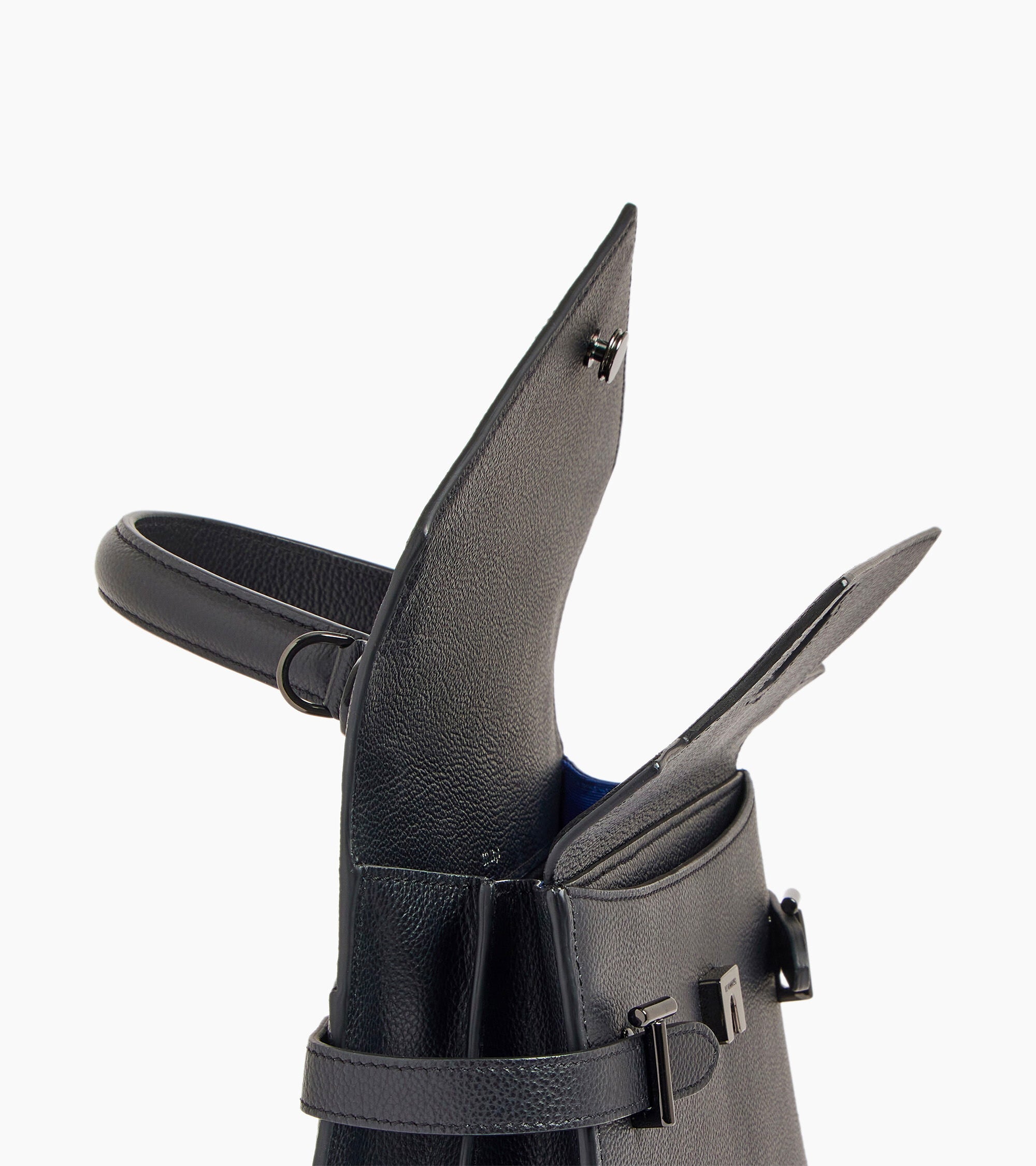 Emilie medium double flap handbag model in grained leather