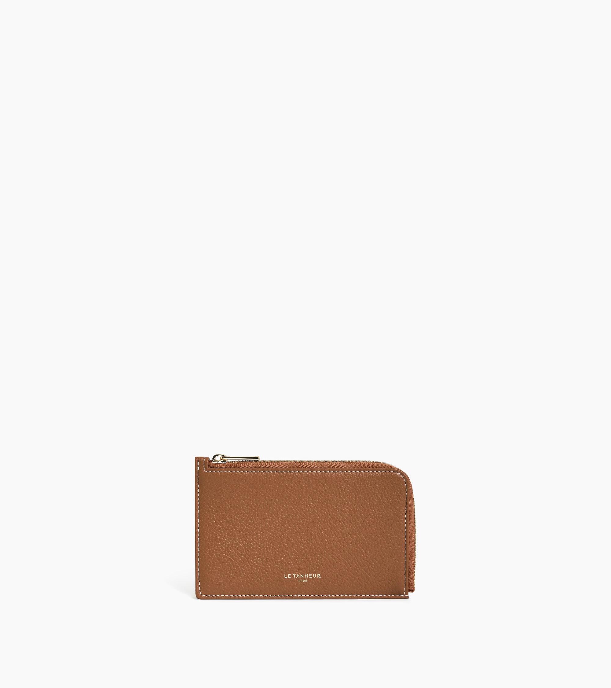 Emilie zipped card holder in grained leather