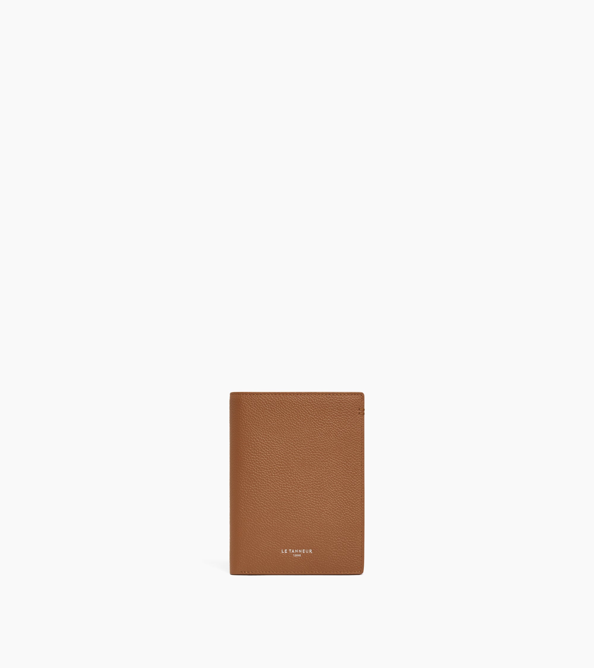 Lucien large vertical zipped wallet in grained leather