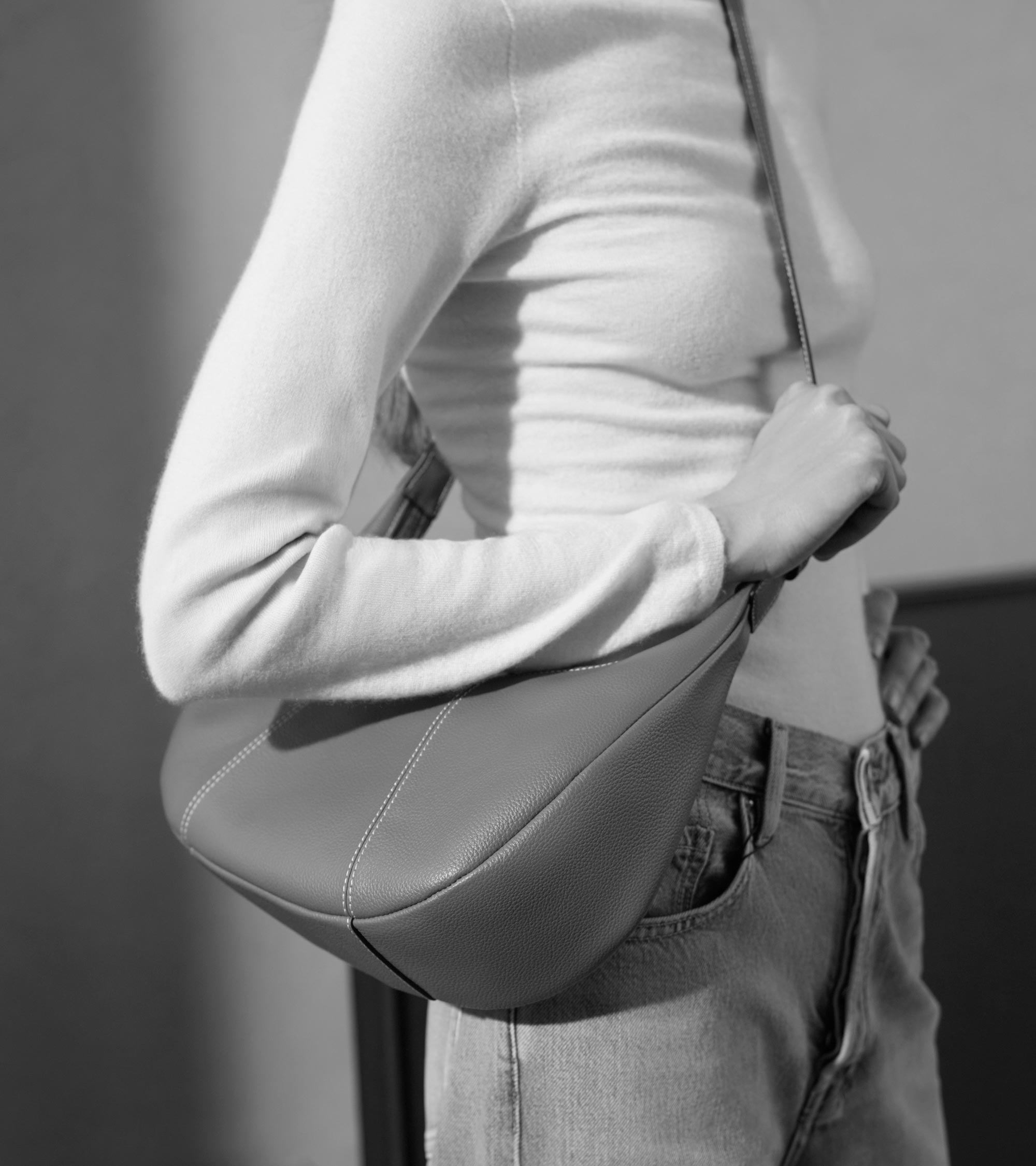 Small Hobo Bag in grained leather