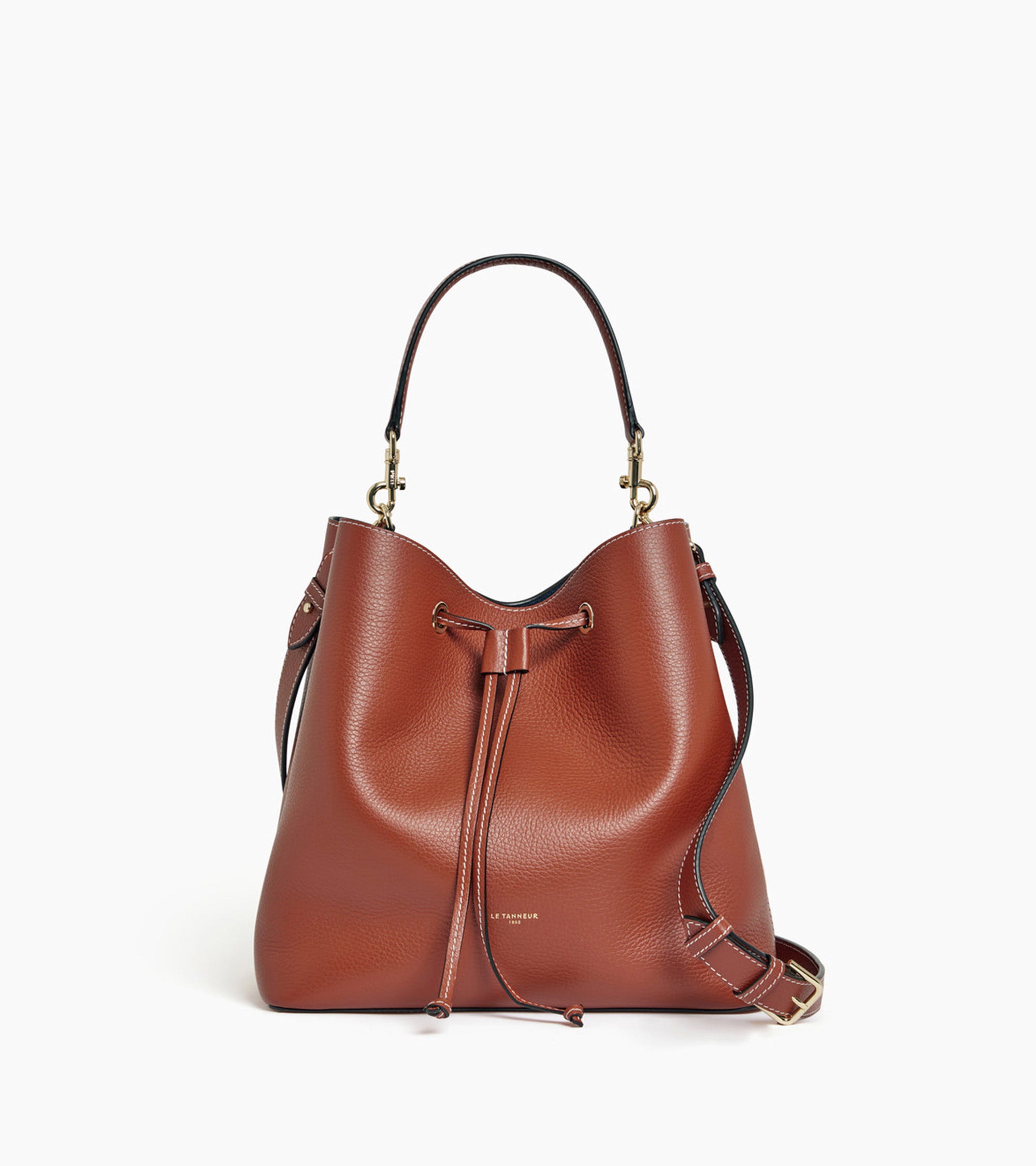 Louise large grained leather bucket bag