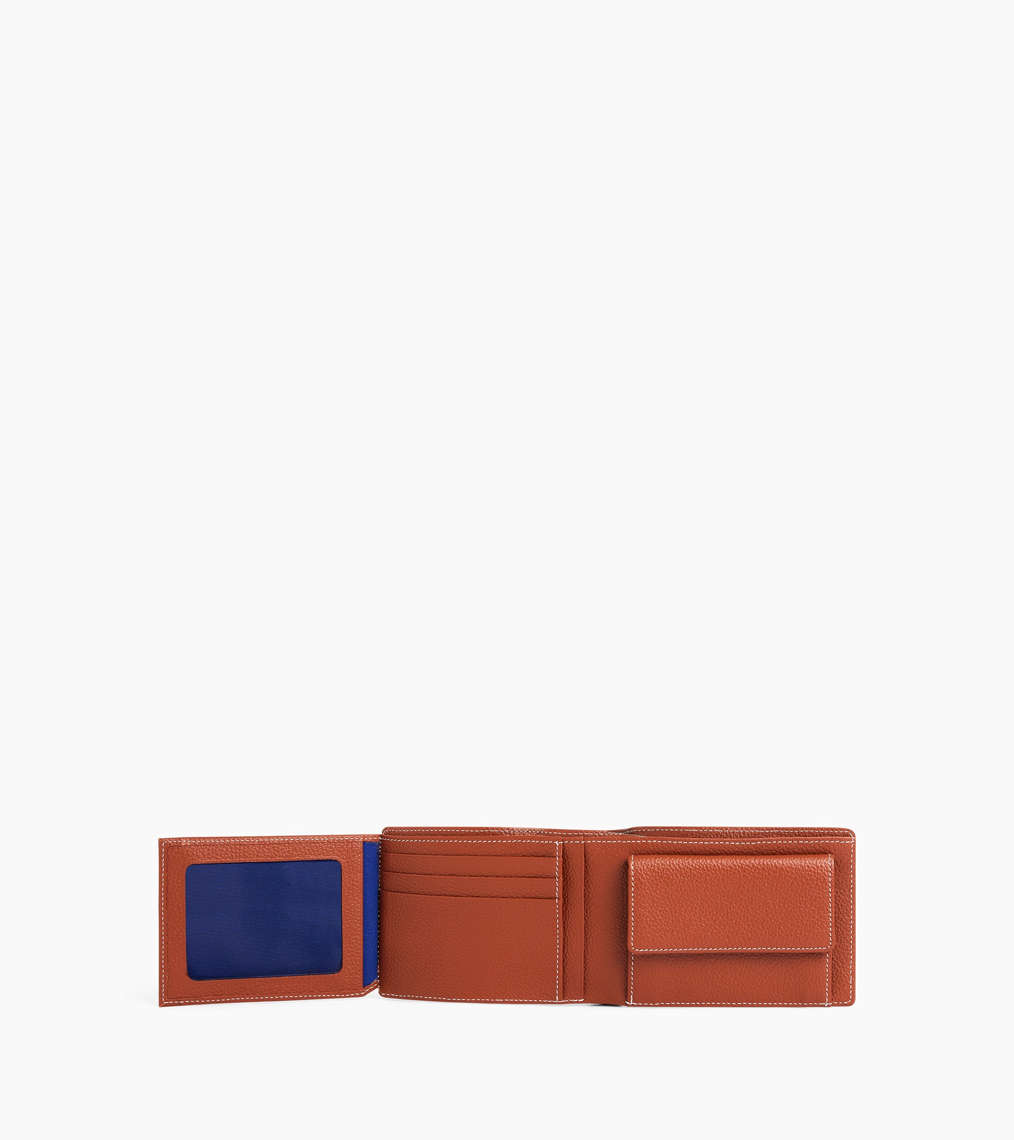 Emile flap wallet with 2 gussets in pebbled leather
