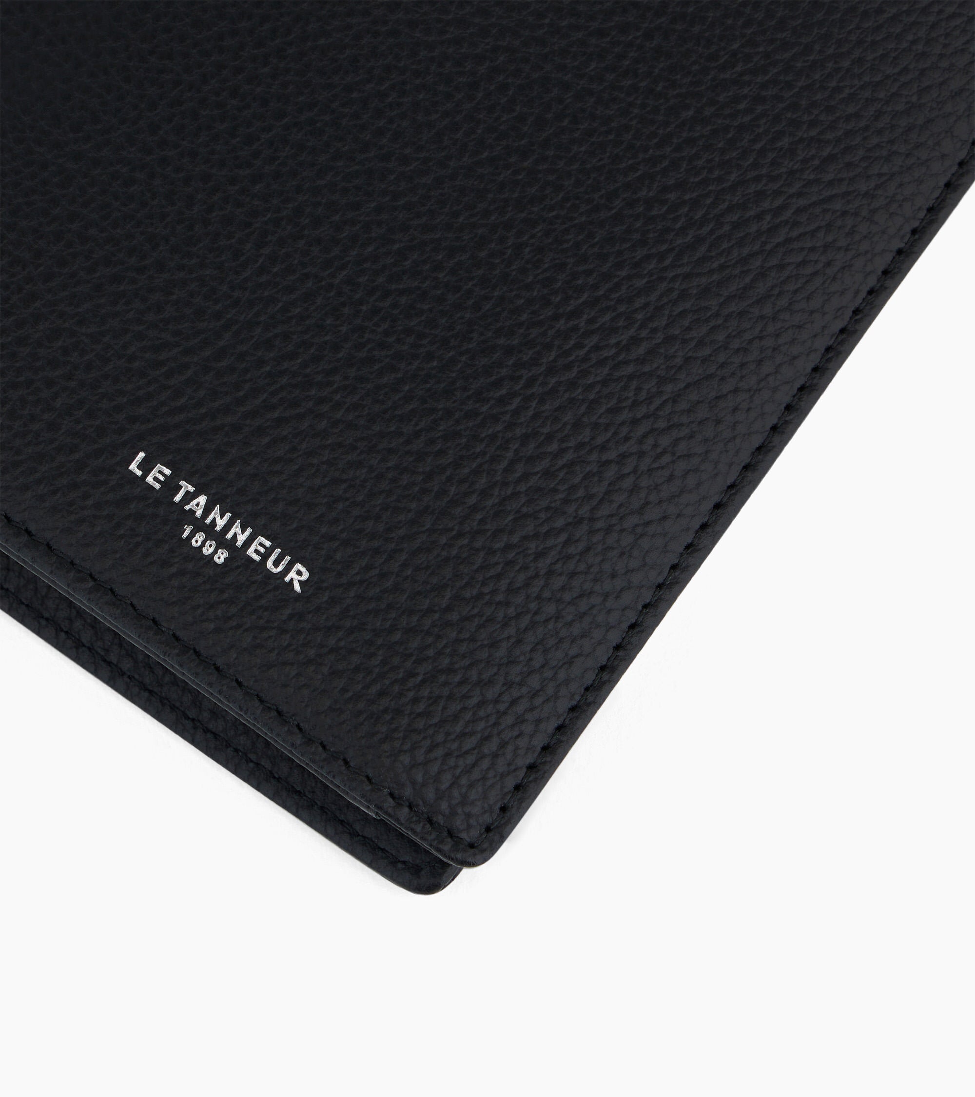 Emile flap wallet with 2 gussets in pebbled leather