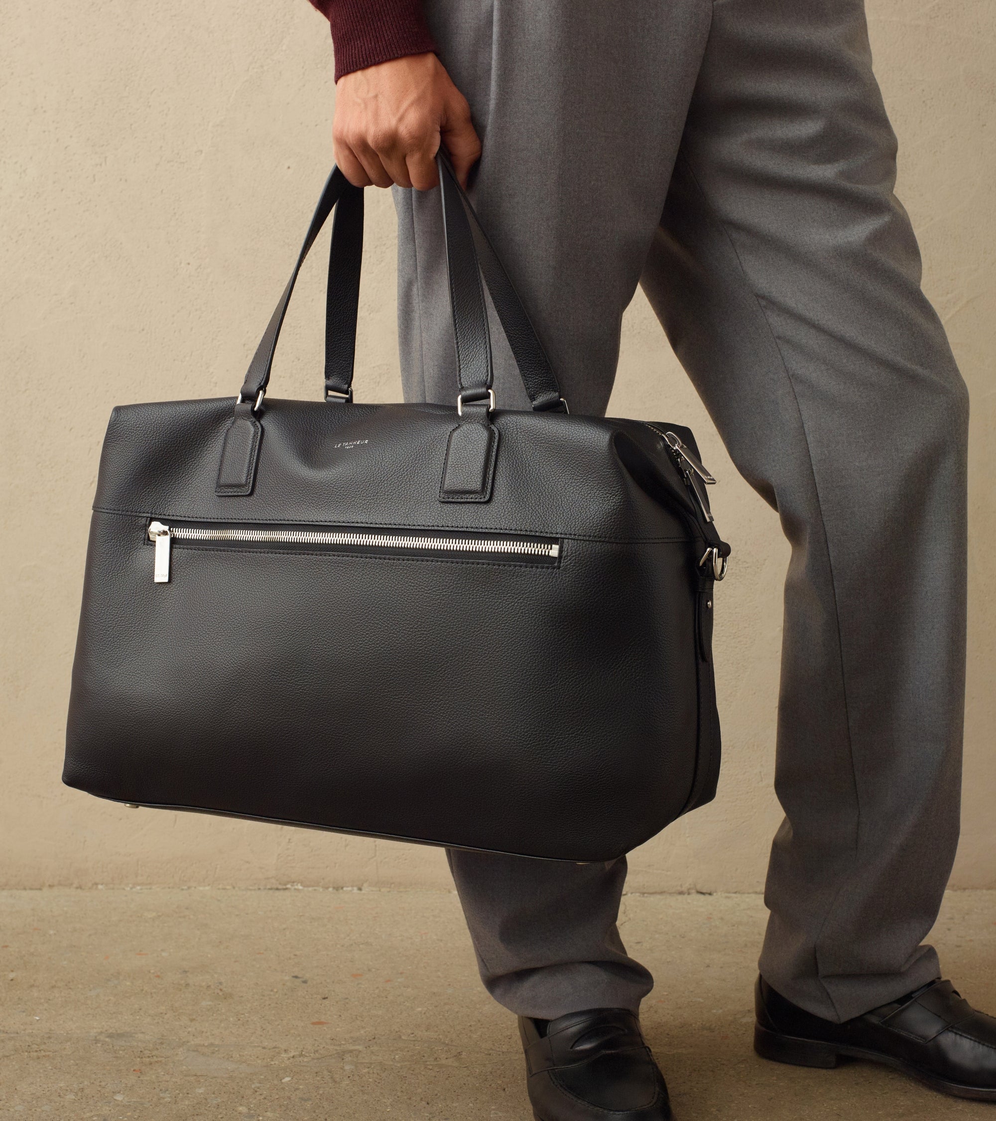 Emile 24h travel bag in pebbled leather