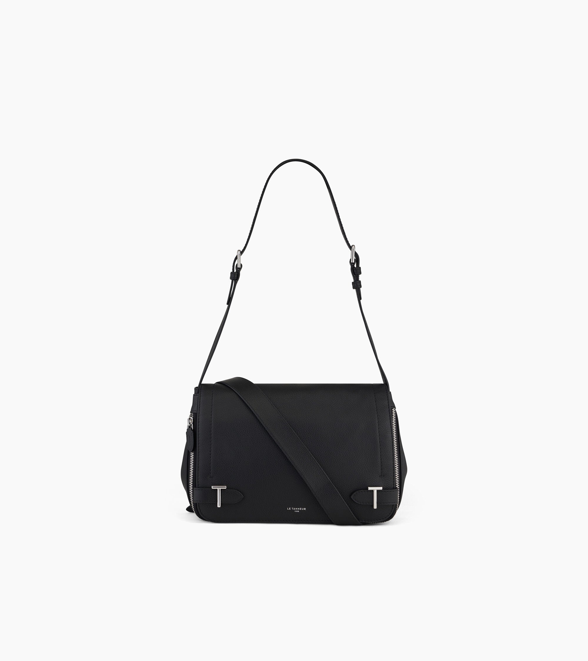 Simone medium-sized bag with crossbody strap in pebbled leather