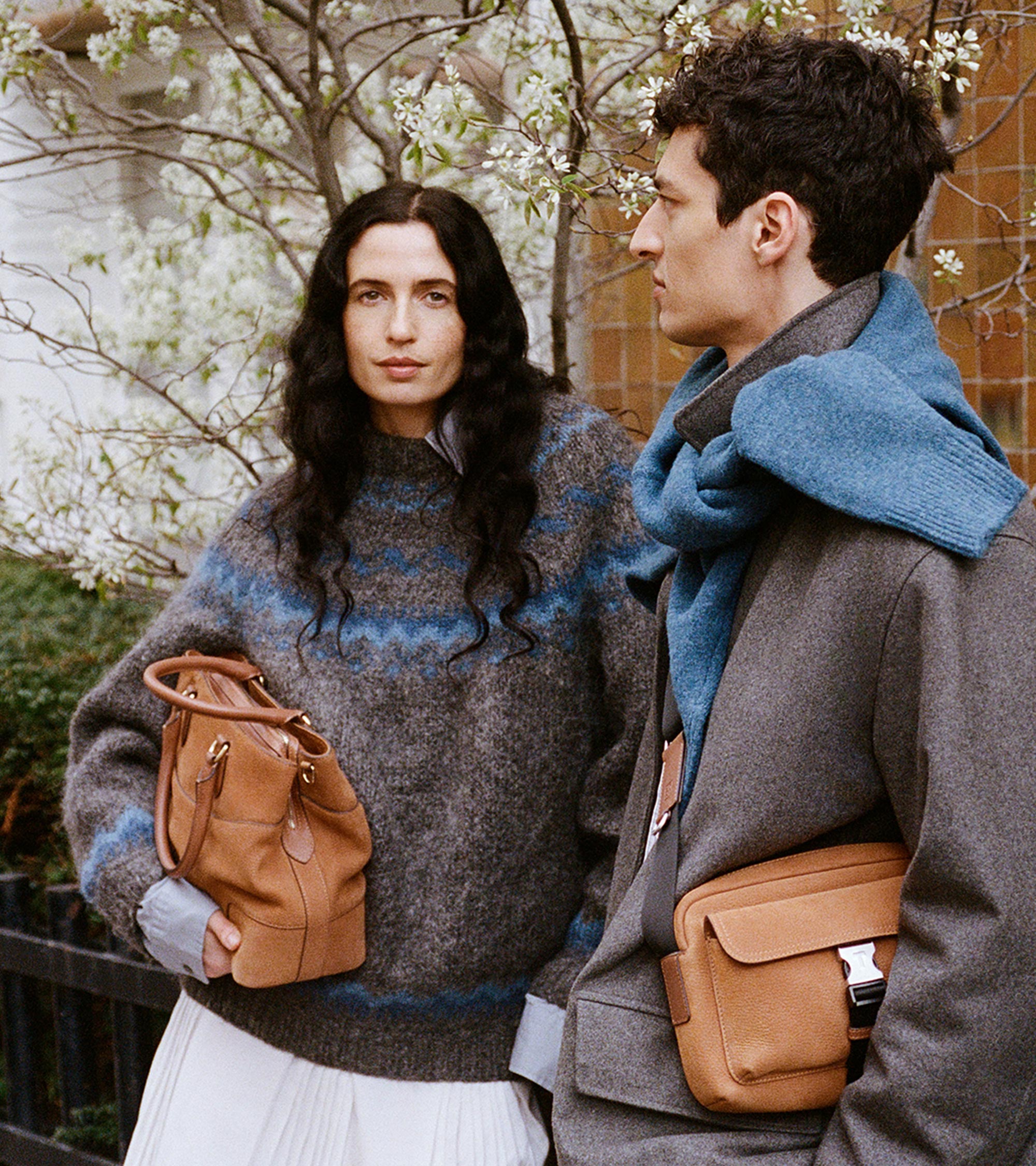 Maurice small shoulder bag in grained nubuck leather