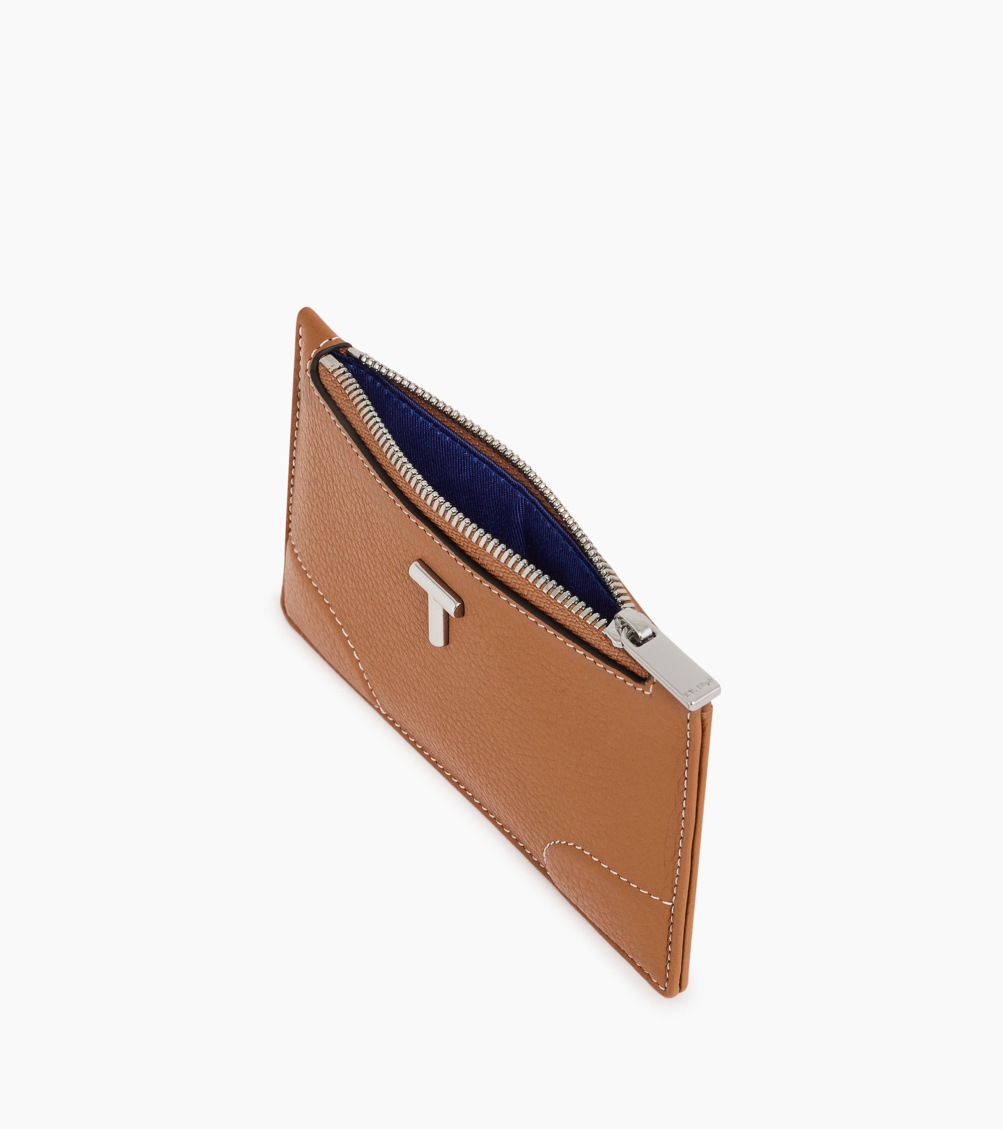 Romy zipped card case in pebbled leather
