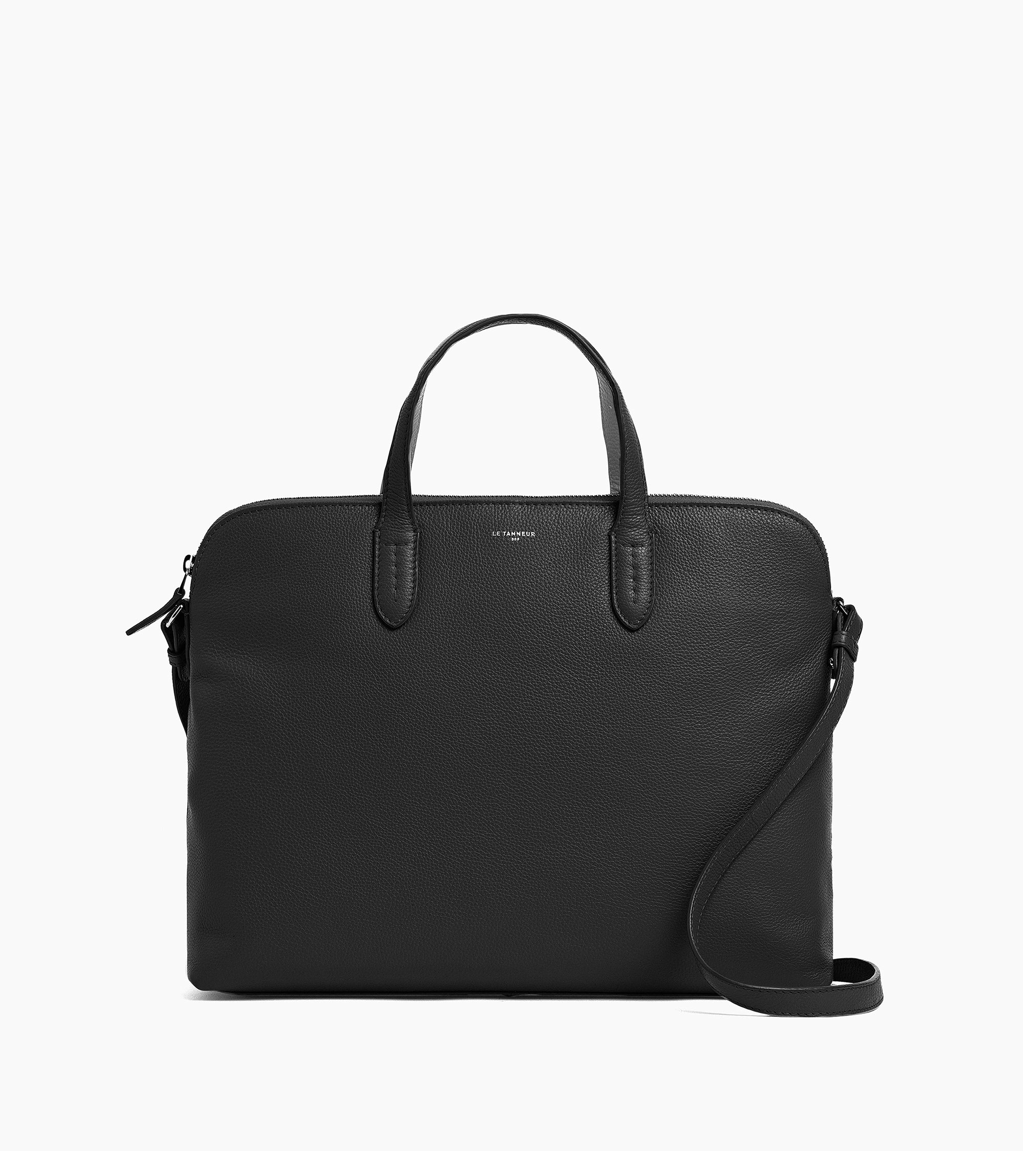 Sophie 15" briefcase with 1 gusset in grained leather