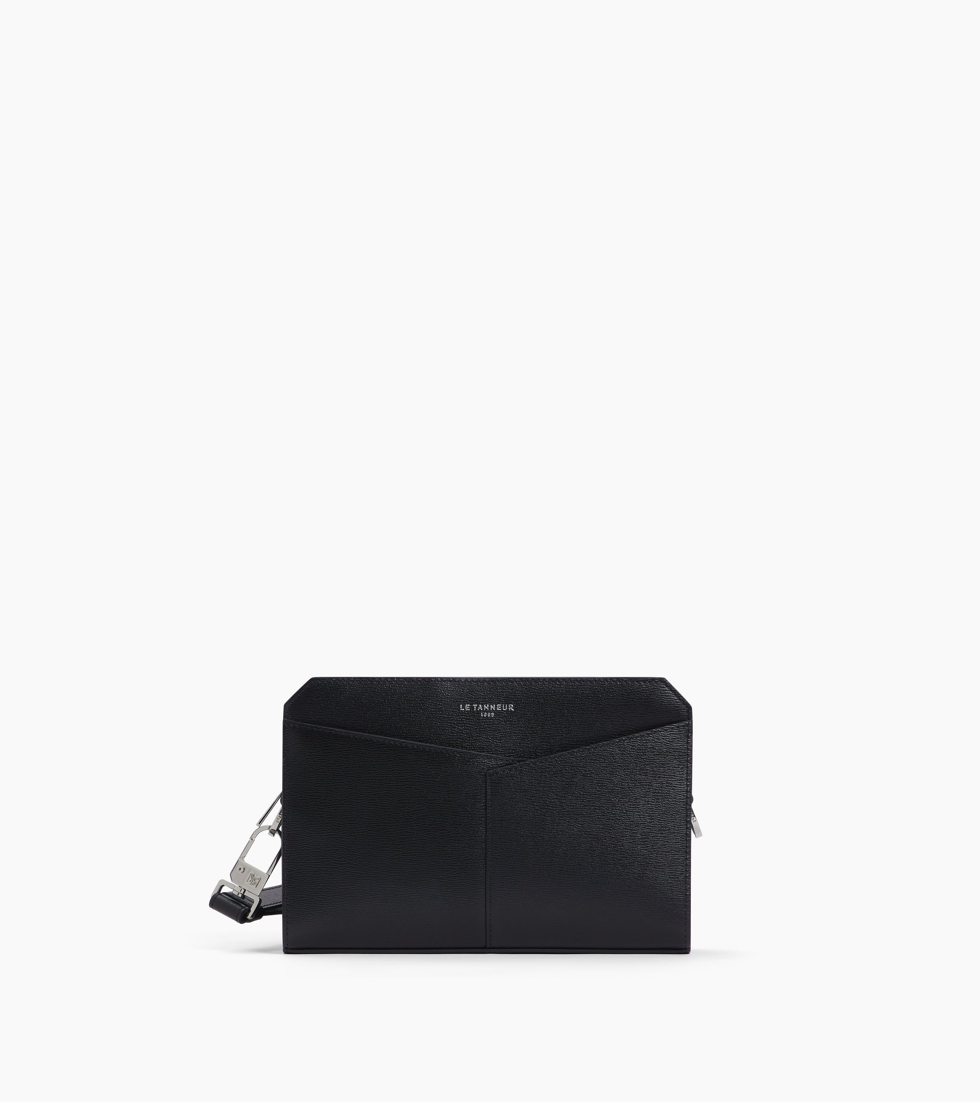 Anatole pouch with strap in bonded and smooth leather