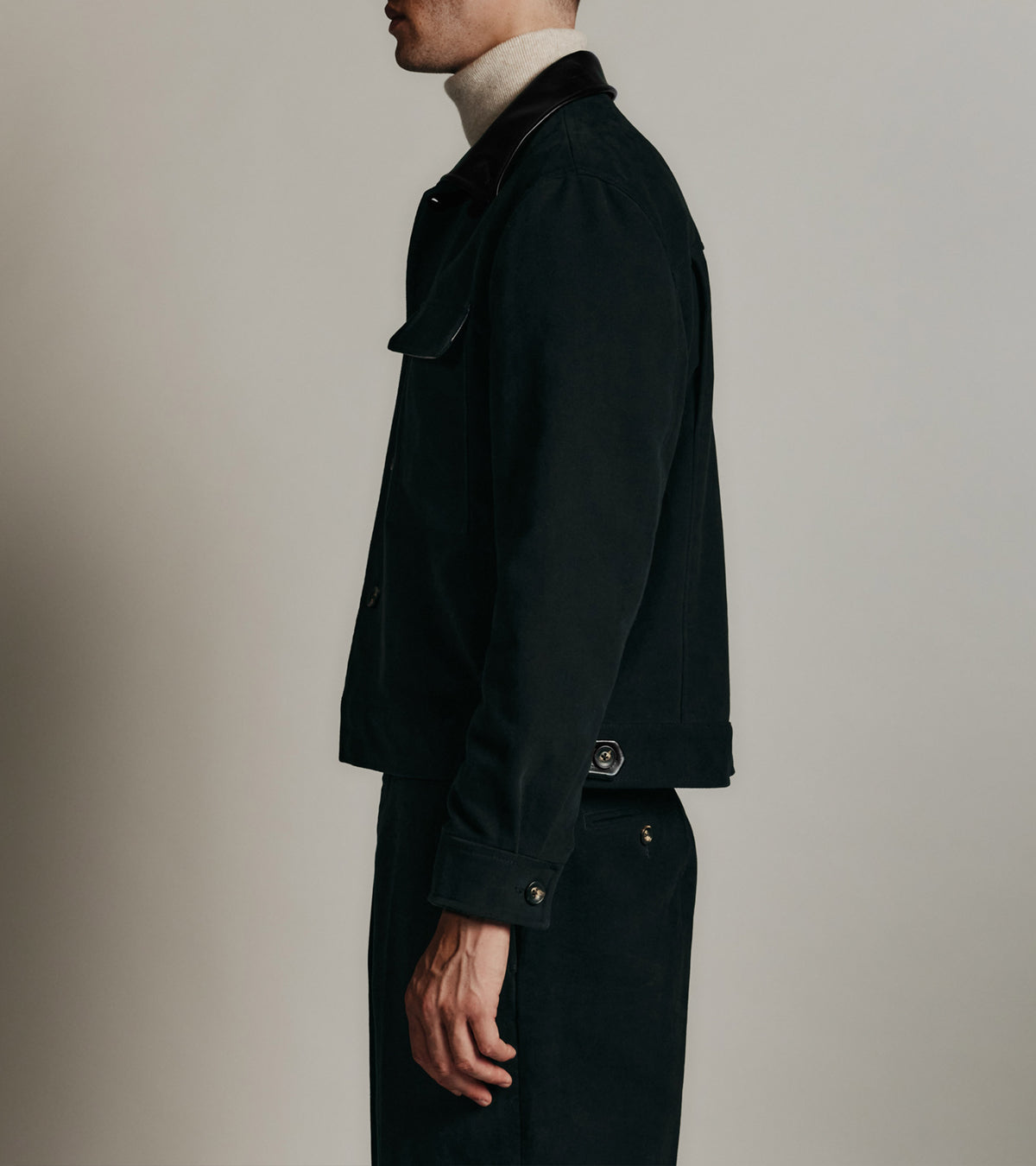 Le Tanneur x HAST smooth leather and cotton canvas jacket
