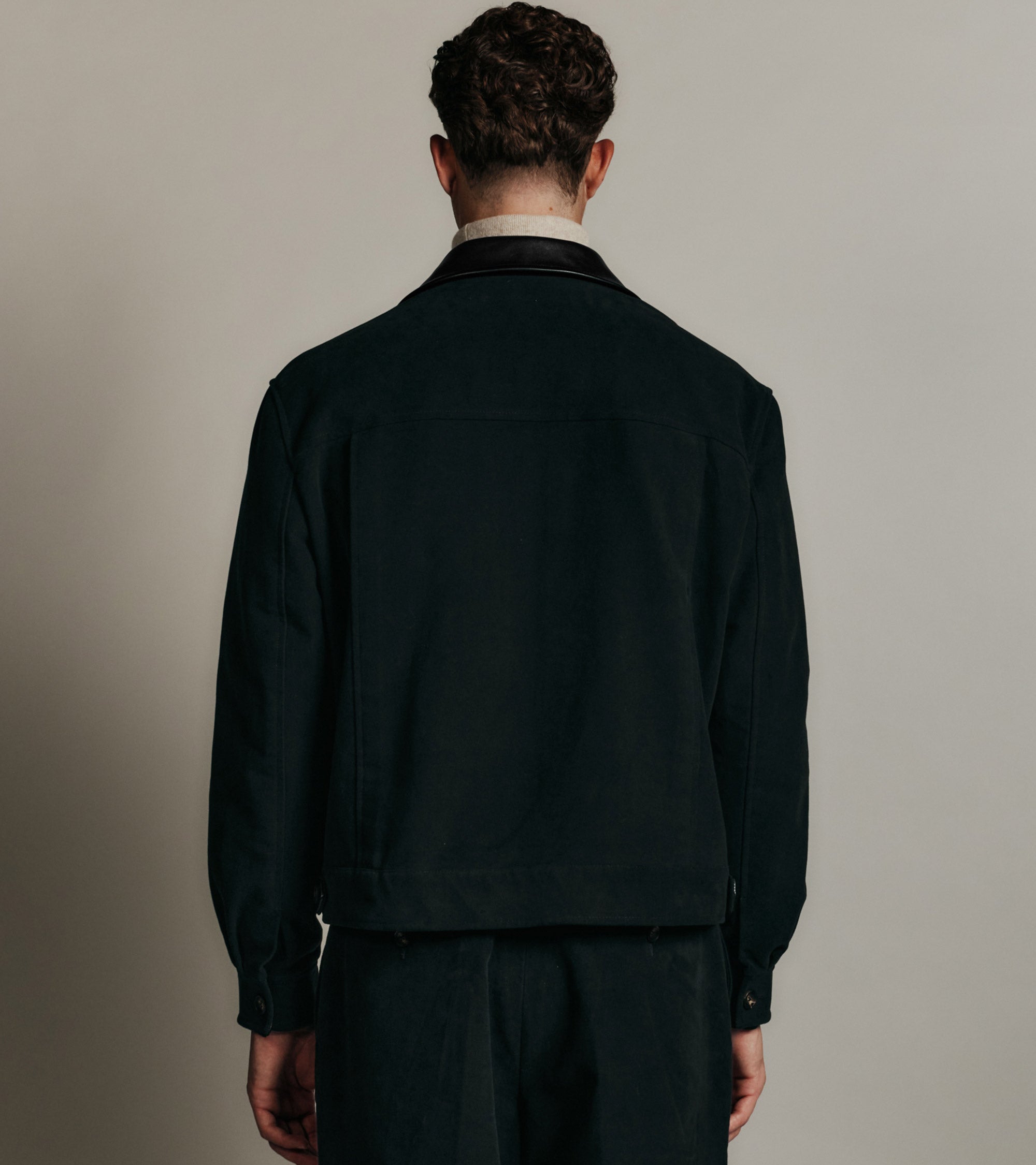 Le Tanneur x HAST smooth leather and cotton canvas jacket