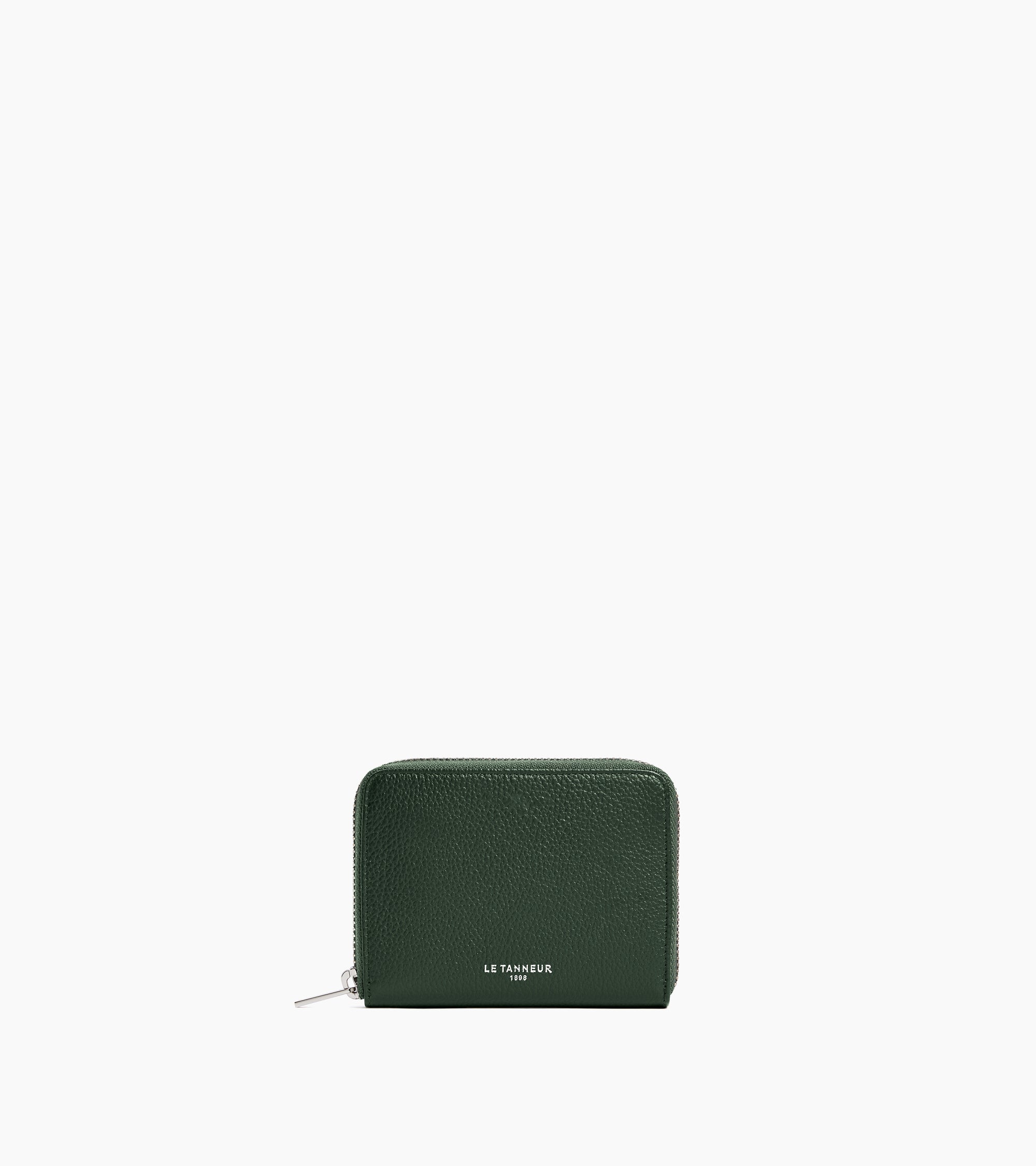 Porte monnaie zippé avec porte cartes amovible Albertine en cuir grainé