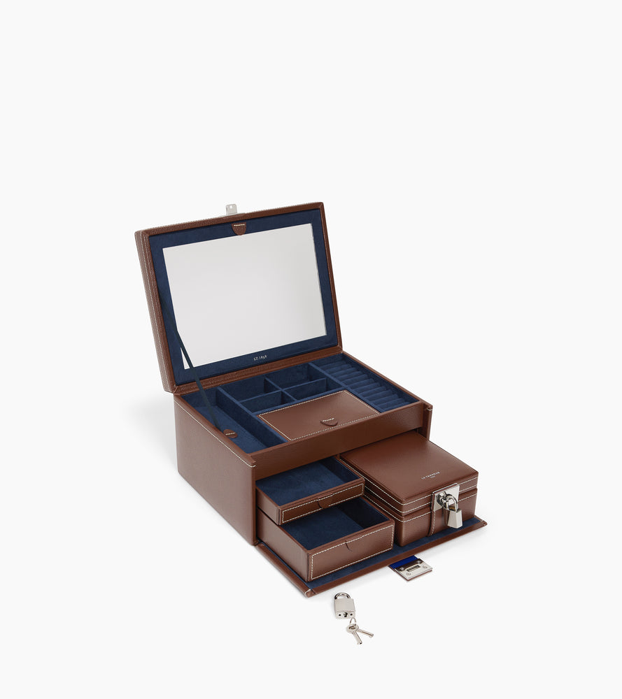 Grande boîte à bijoux en cuir