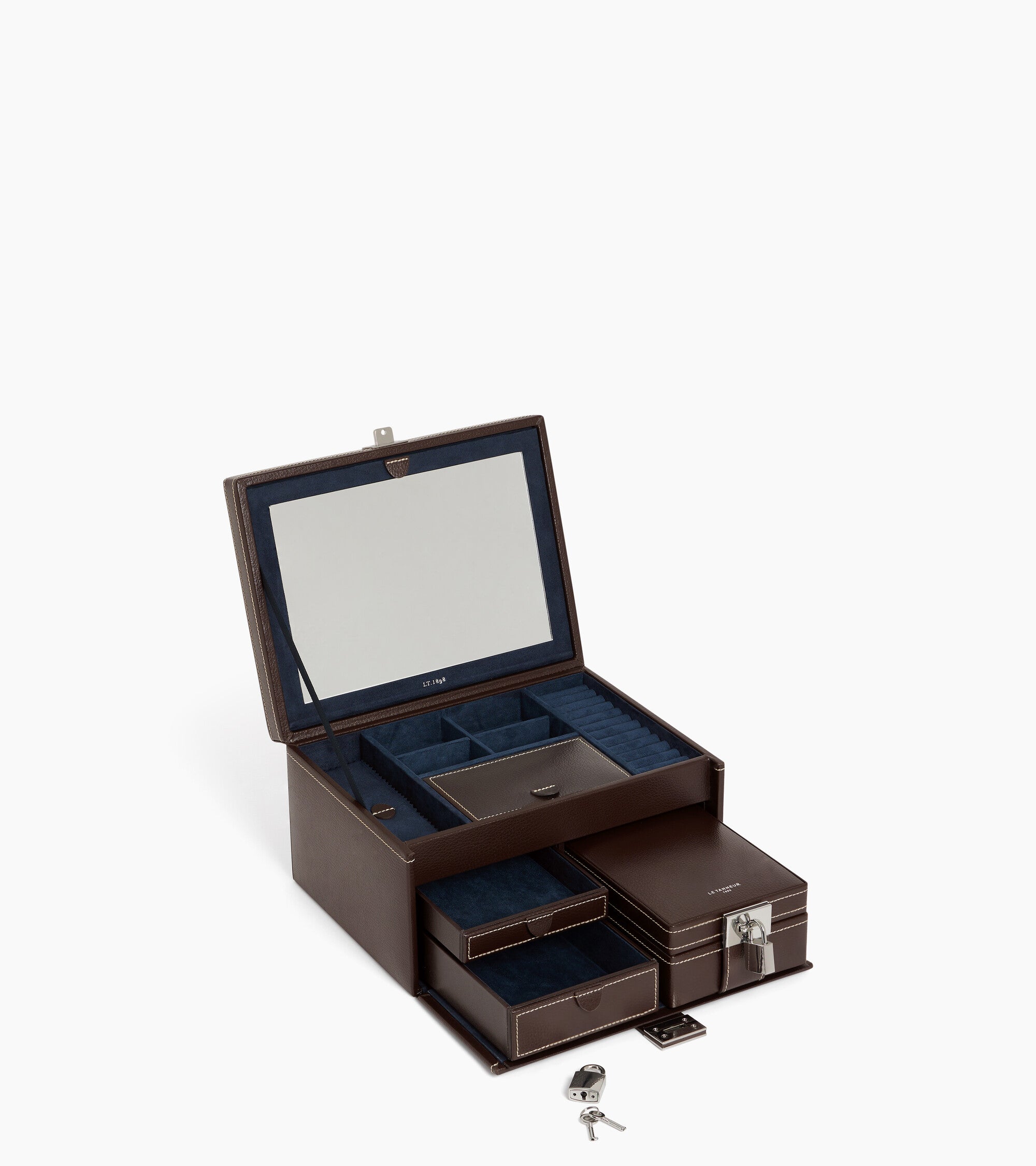 Caja de joyas grande en cuero