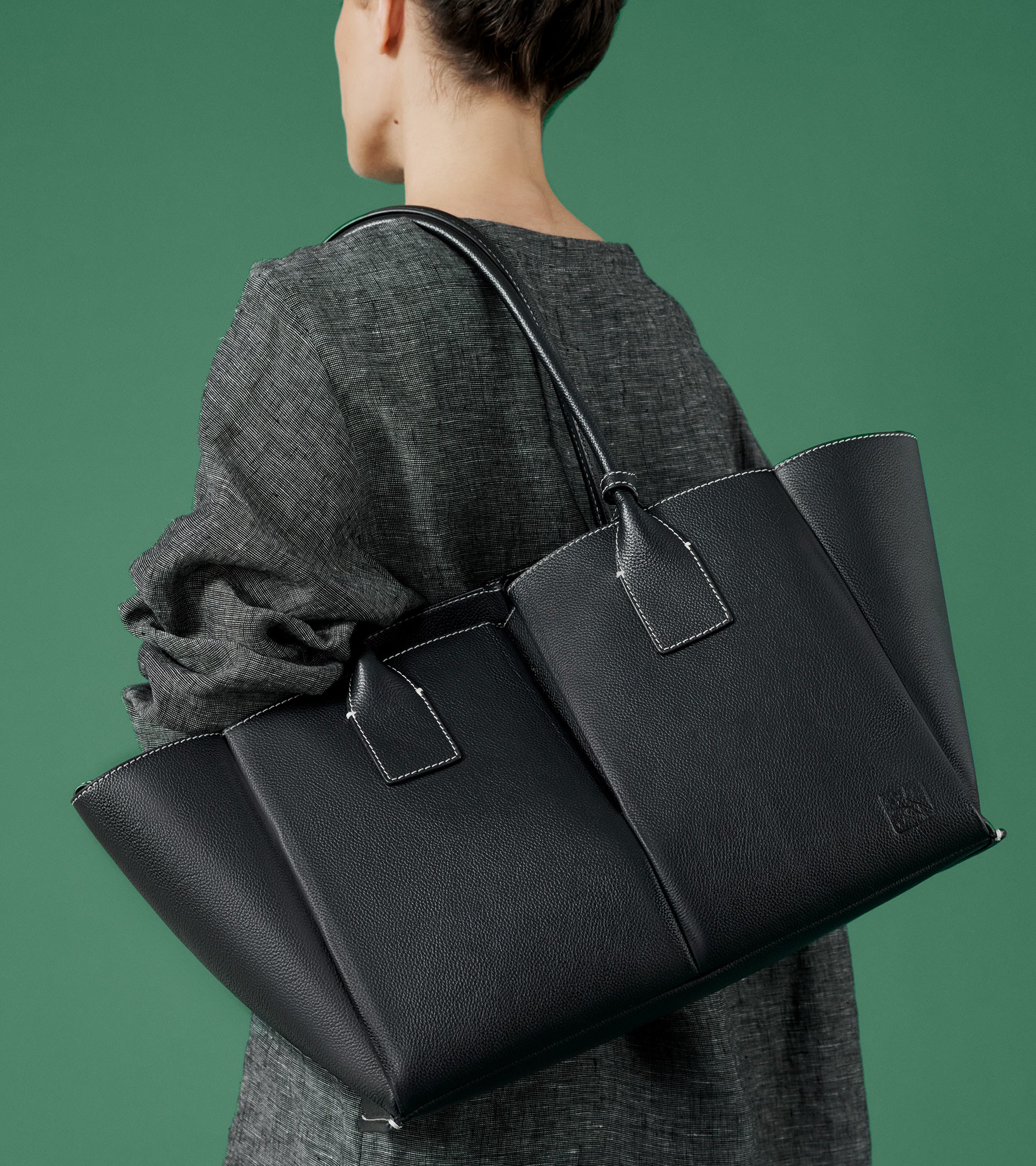 Elena large tote bag in grained leather