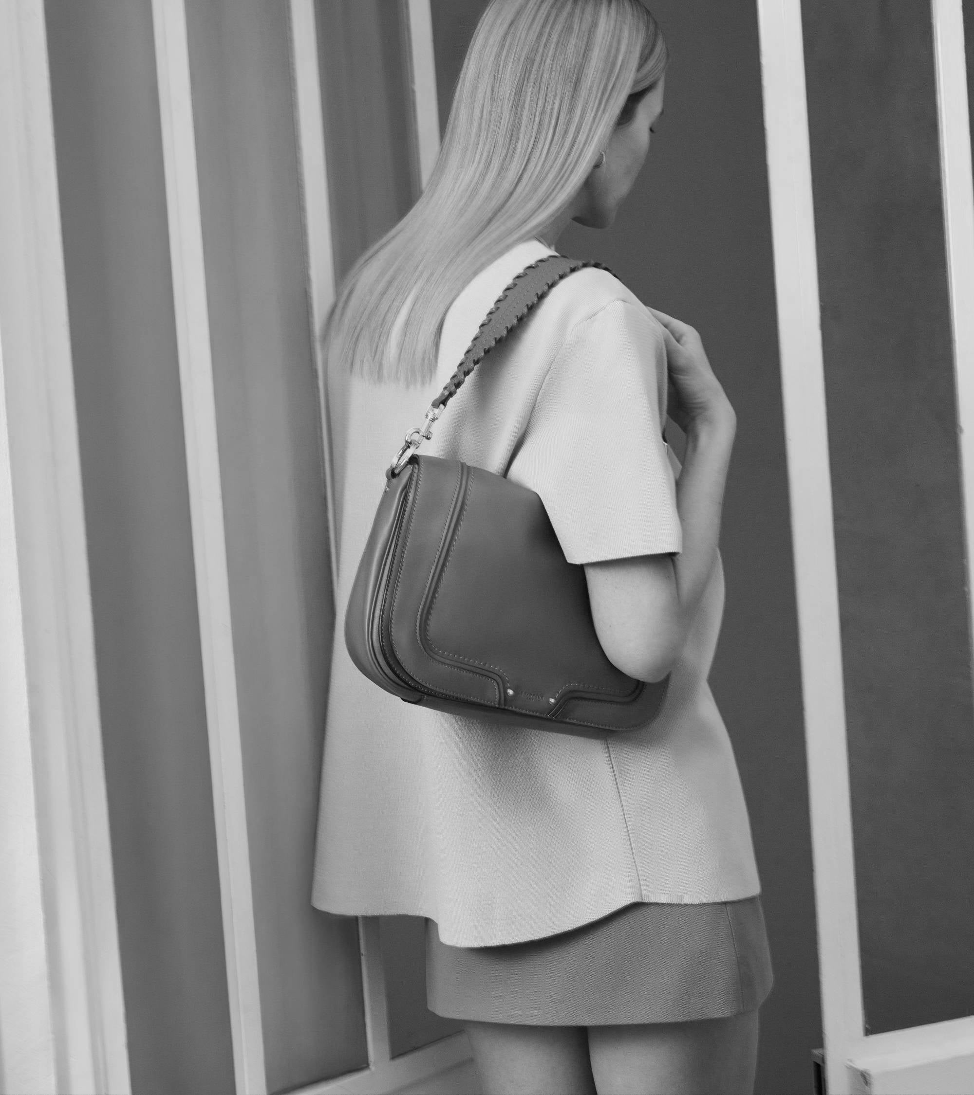 Grand sac bandoulière Héloïse en cuir lisse