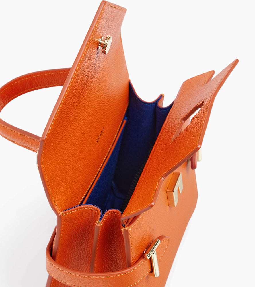 Petit sac à main double rabat Emilie en cuir grainé