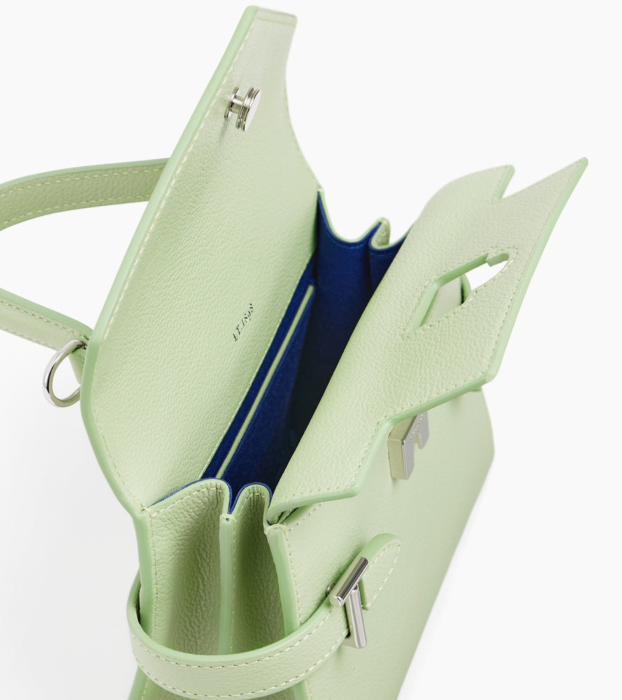 Petit sac à main double rabat Emilie en cuir grainé