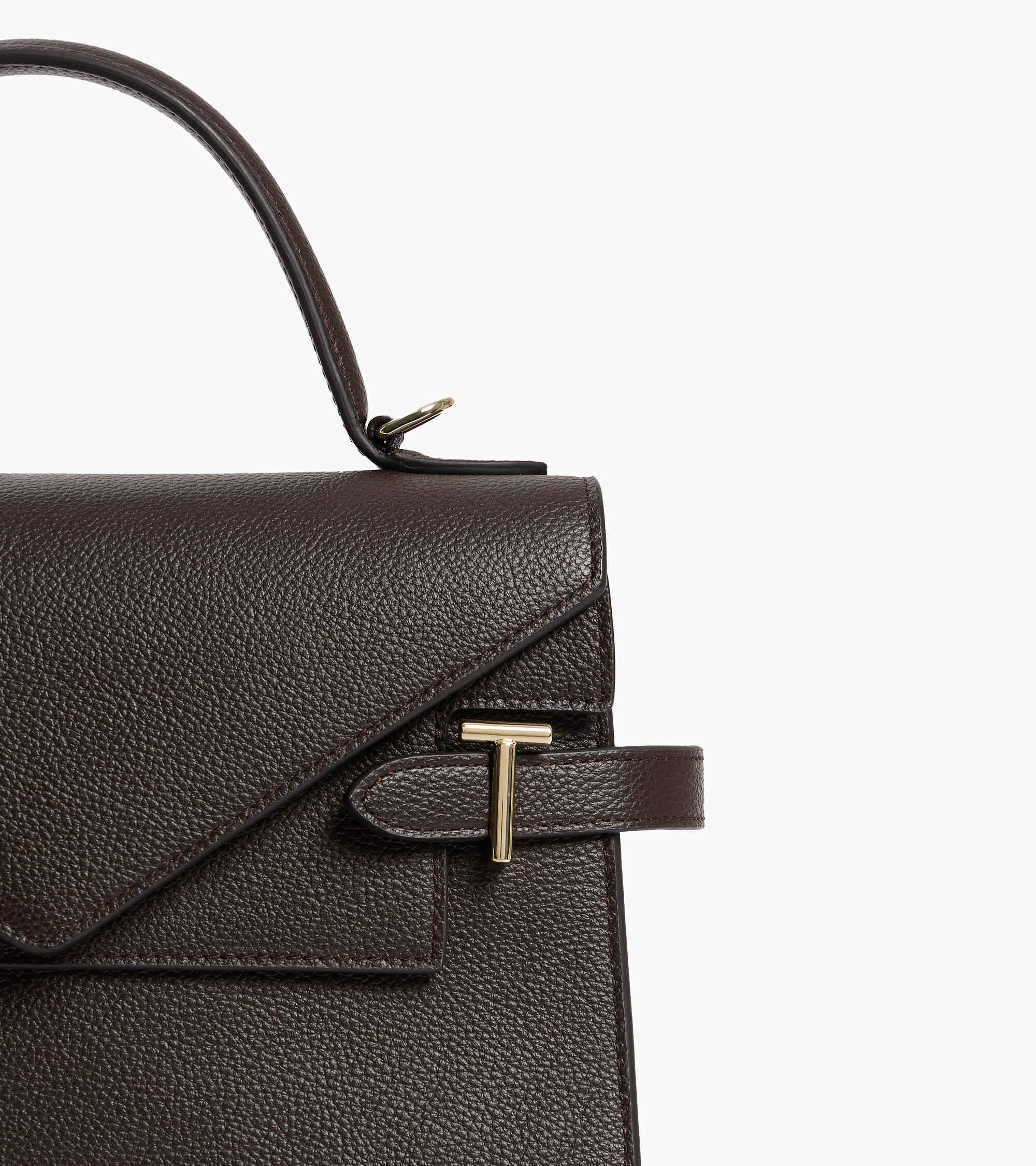 Emilie medium handbag with double flap in grained leather