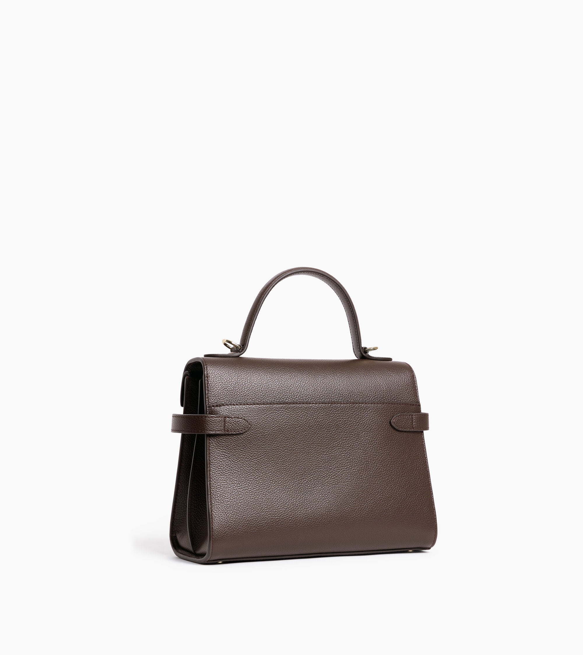 Emilie medium handbag with double flap in grained leather