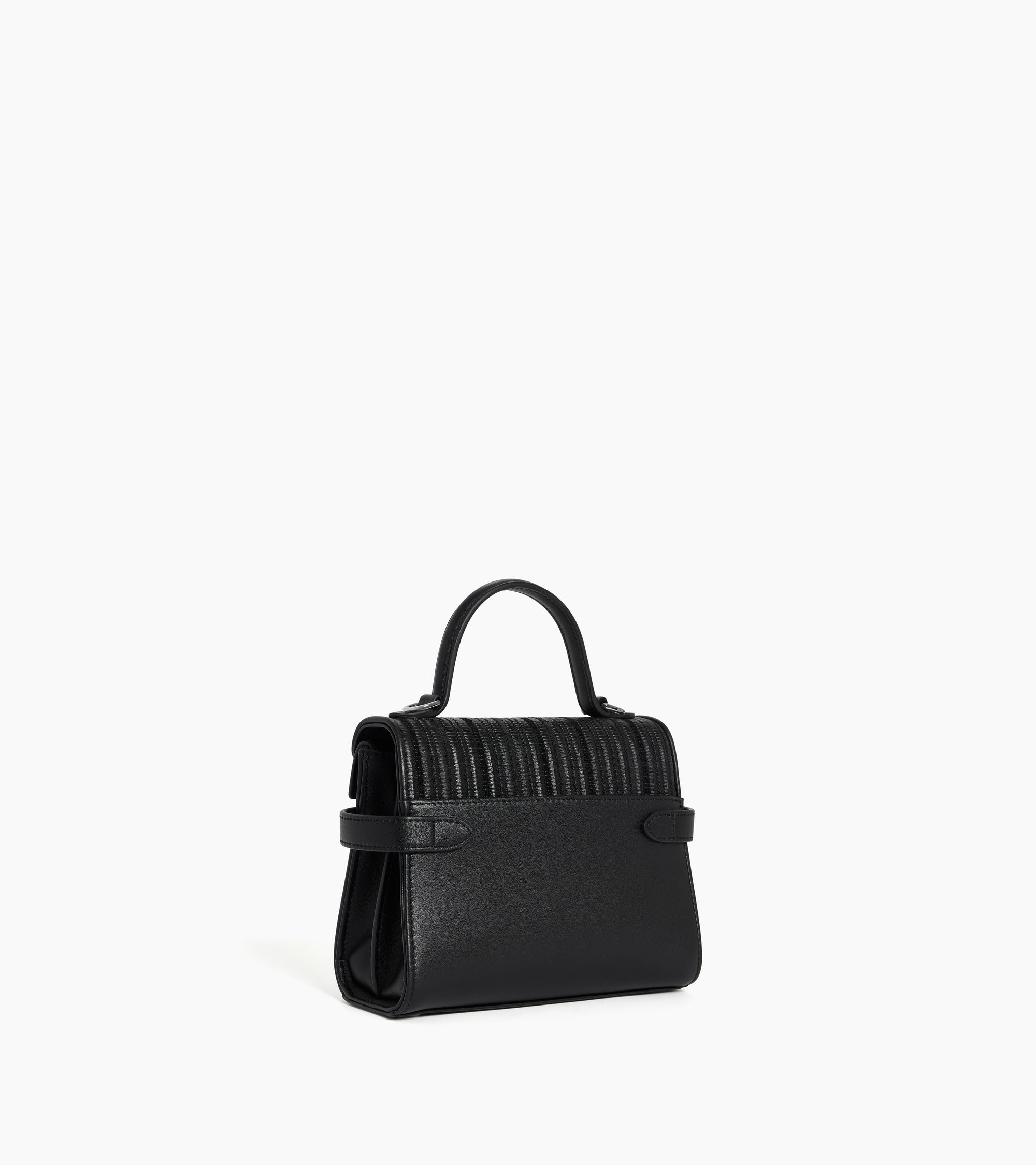 Kleine Handtasche mit Doppelklappe Emilie aus wiederverwendetem geflochtenem Leder