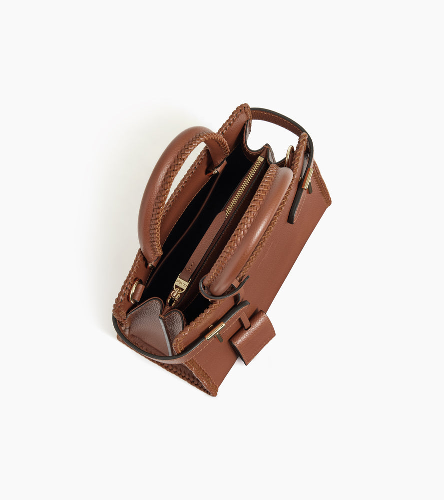 Emilie small handbag in grained leather with topstitching