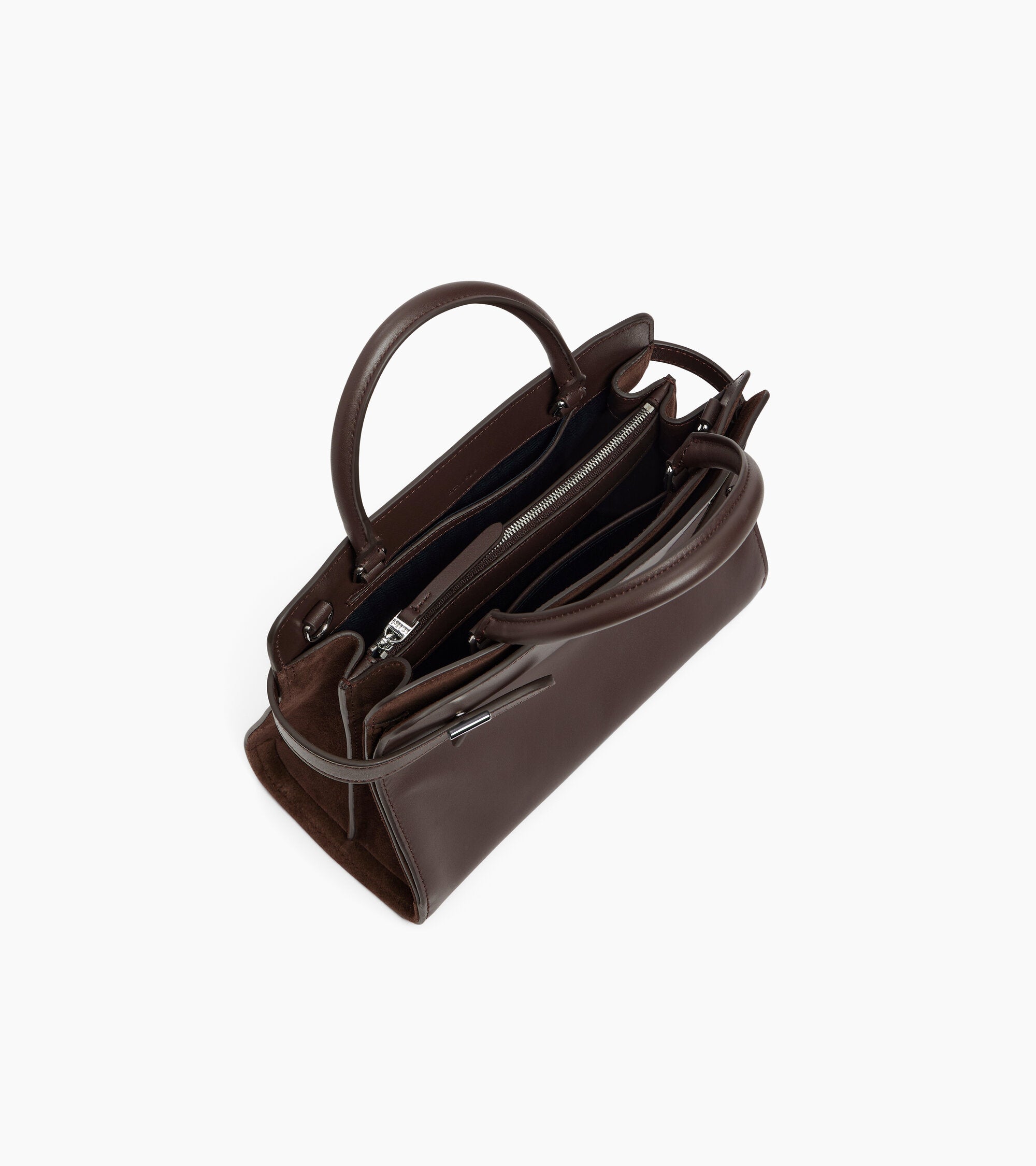 Emie medium handbag in smooth leather and suede split leather