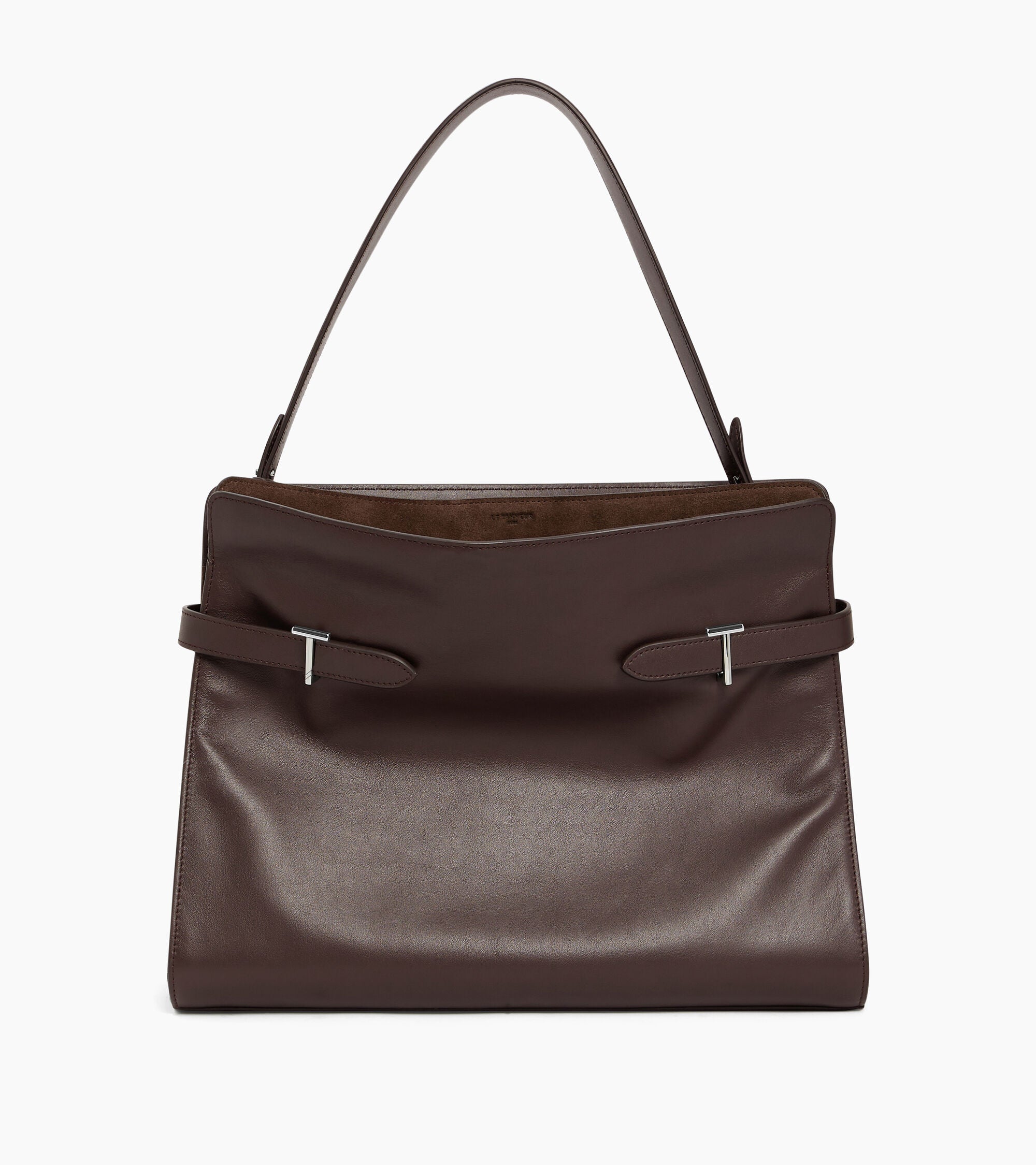 Maxi shoulder bag in smooth leather and nubuck