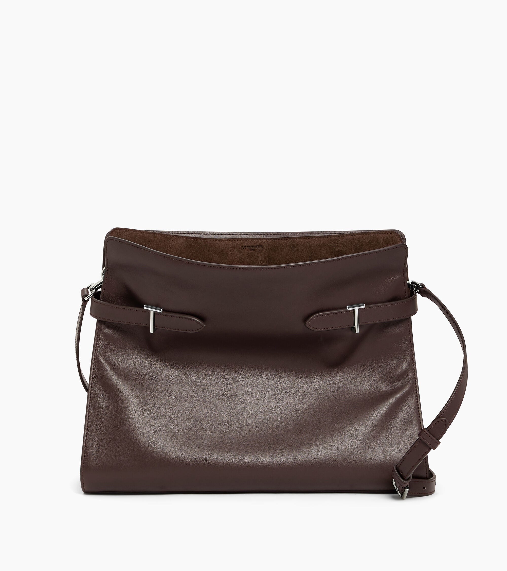 Maxi shoulder bag in smooth leather and nubuck