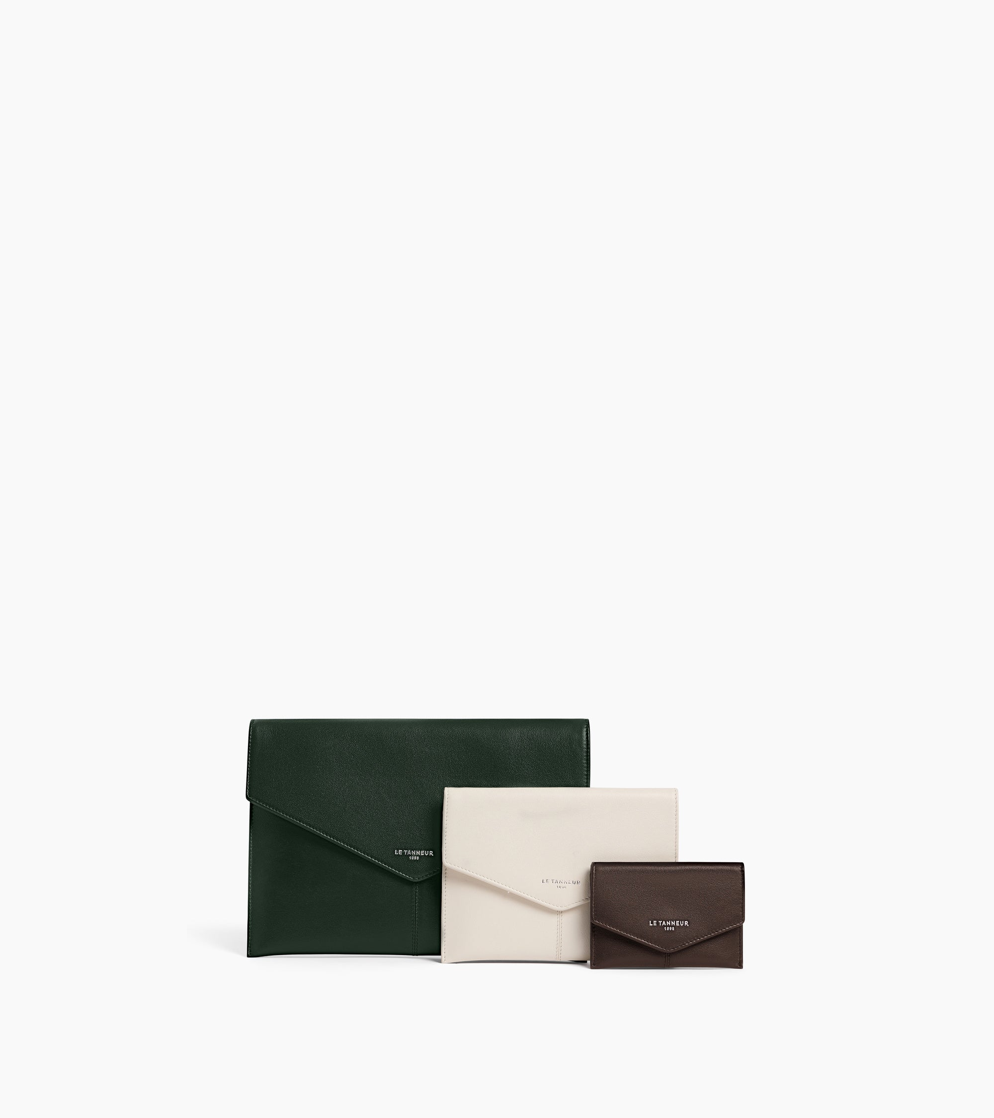 Trio de pochettes Paulette en cuir lisse
