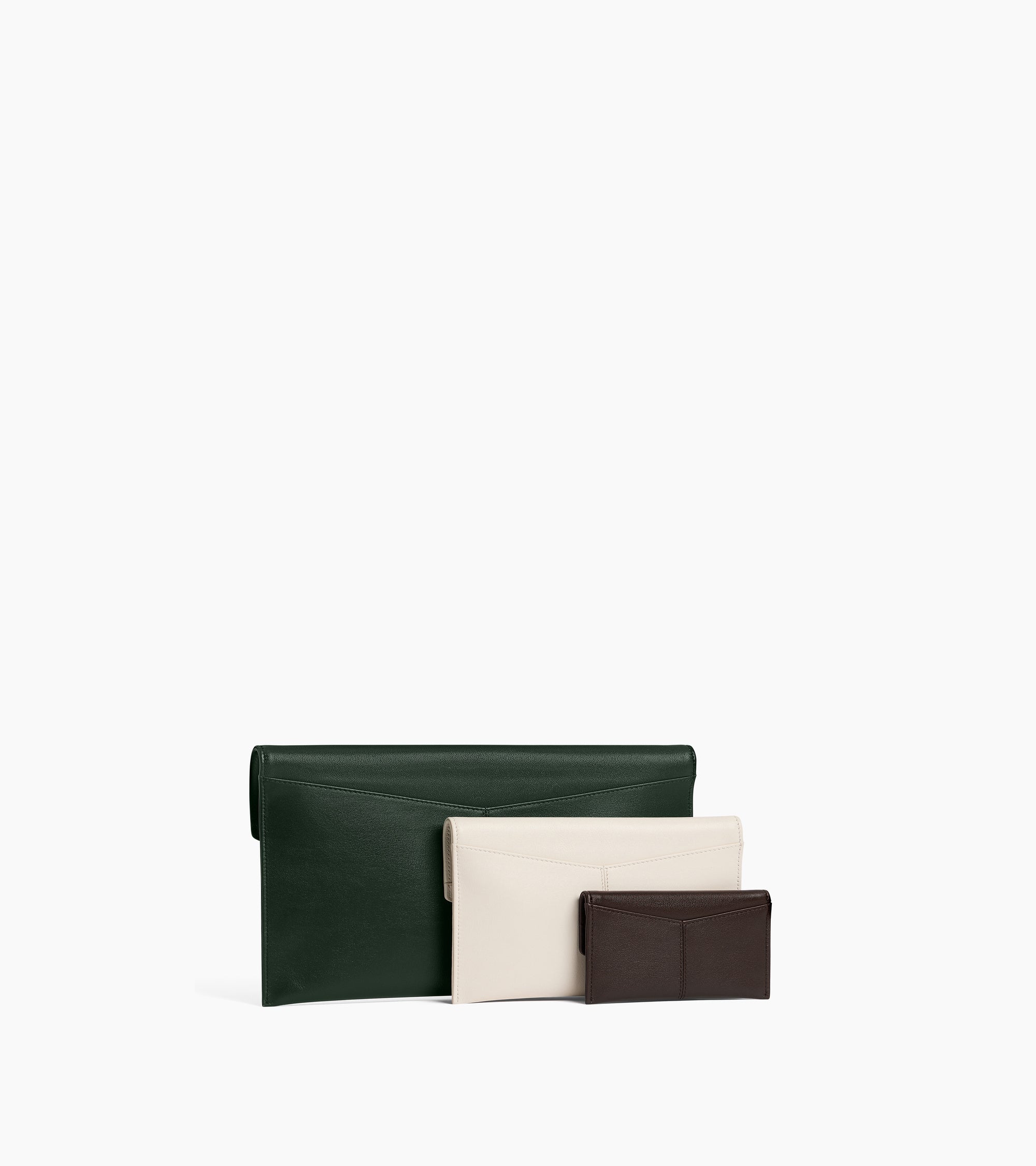 Trio de pochettes Paulette en cuir lisse