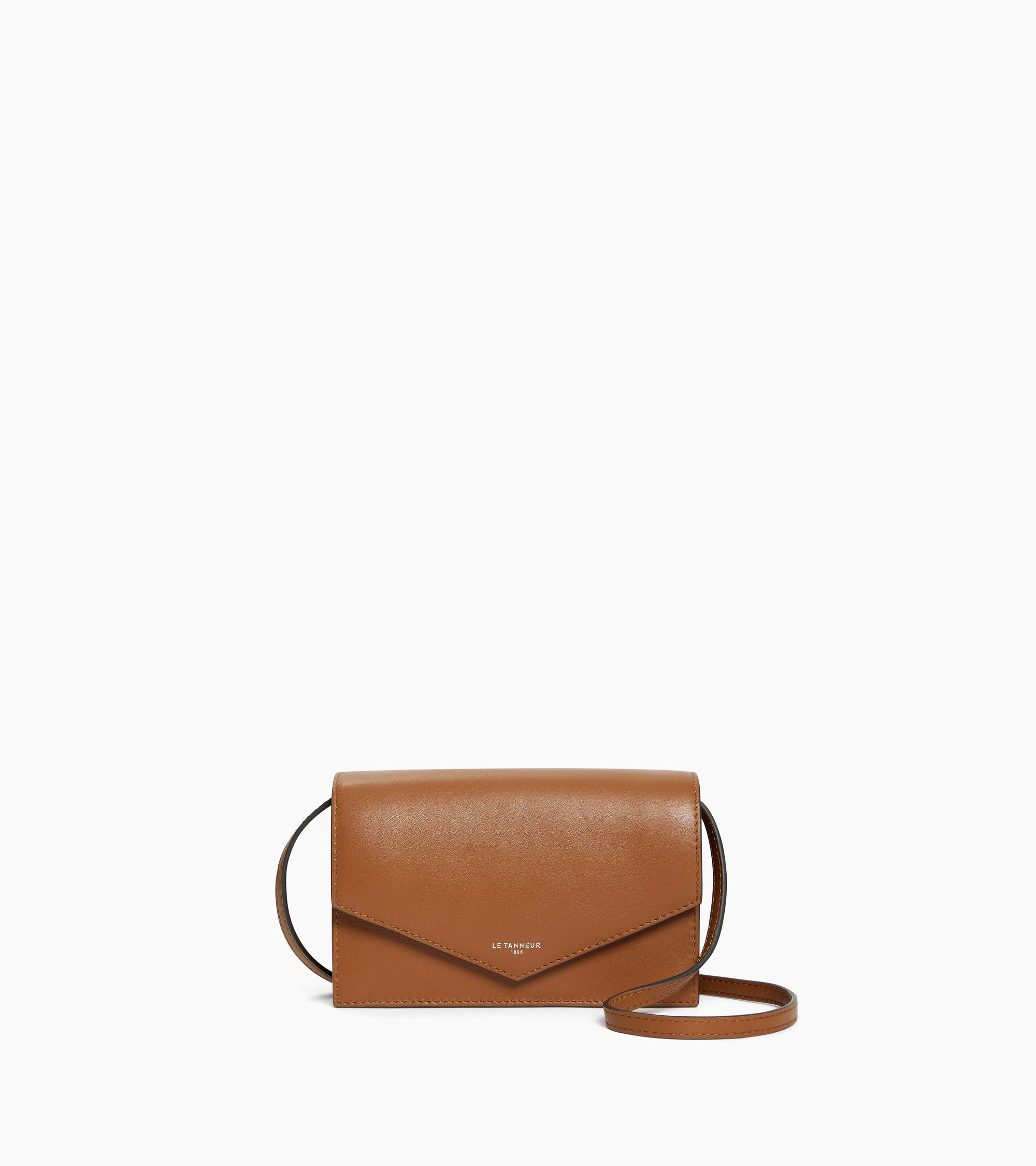 Sac pochette avec bandoulière en cuir lisse