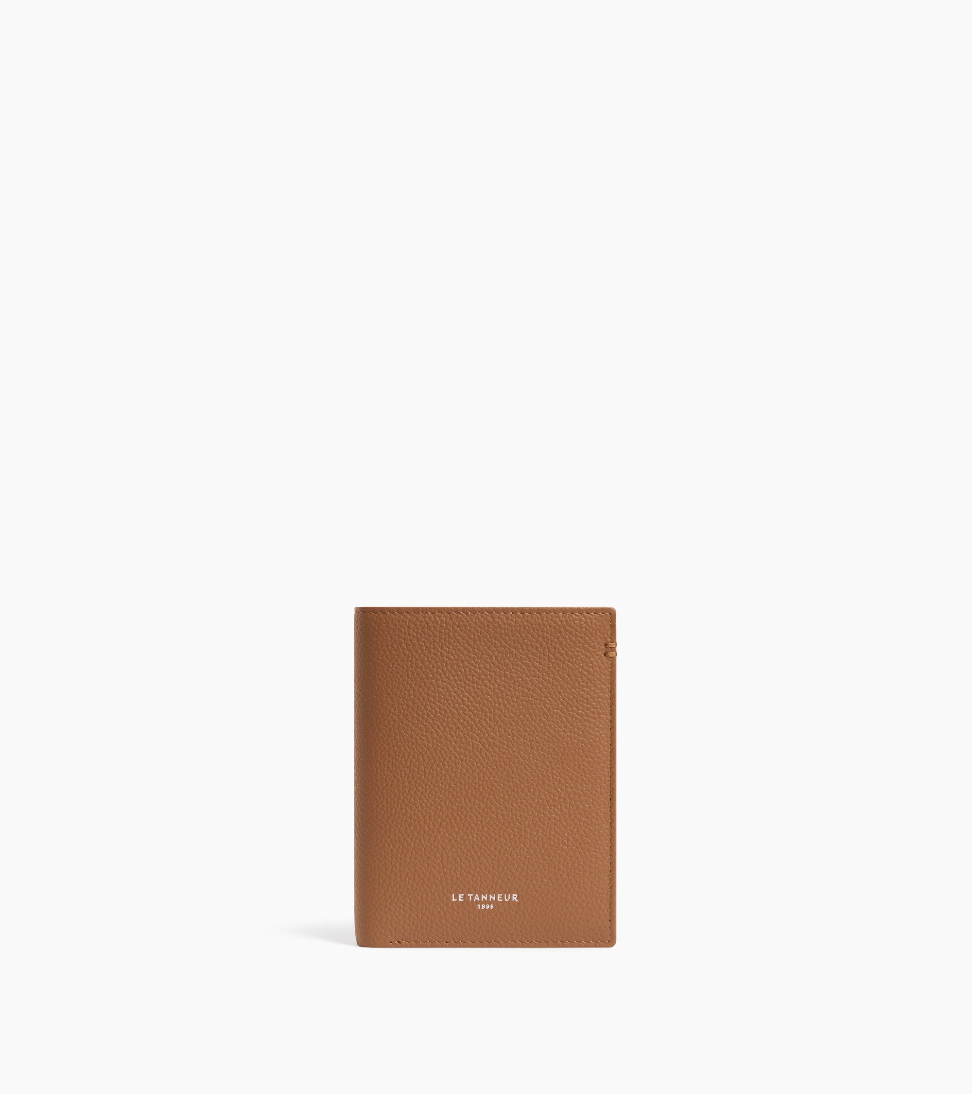 Lucien medium vertical zipped wallet in grained leather