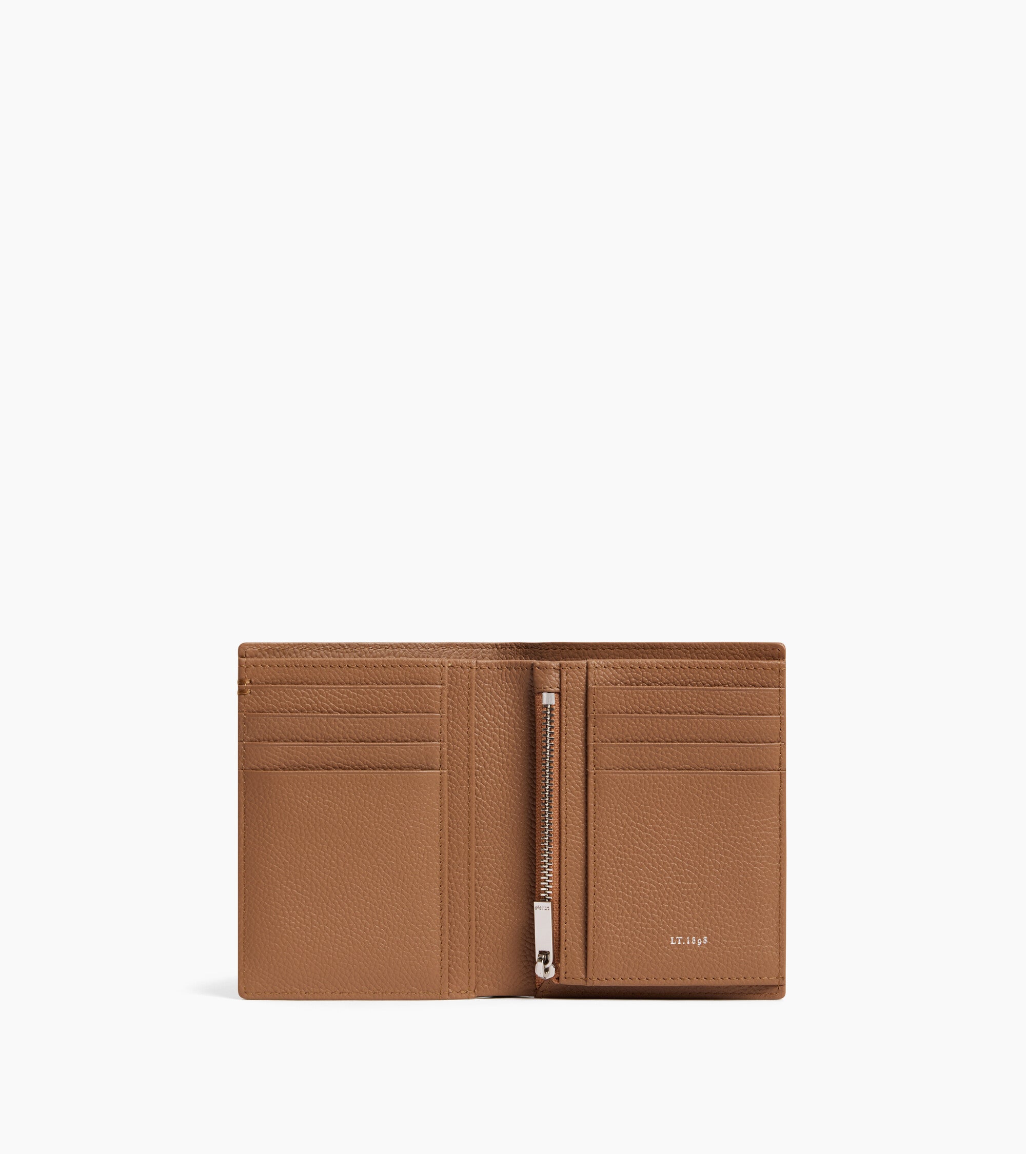 Lucien medium vertical zipped wallet in grained leather