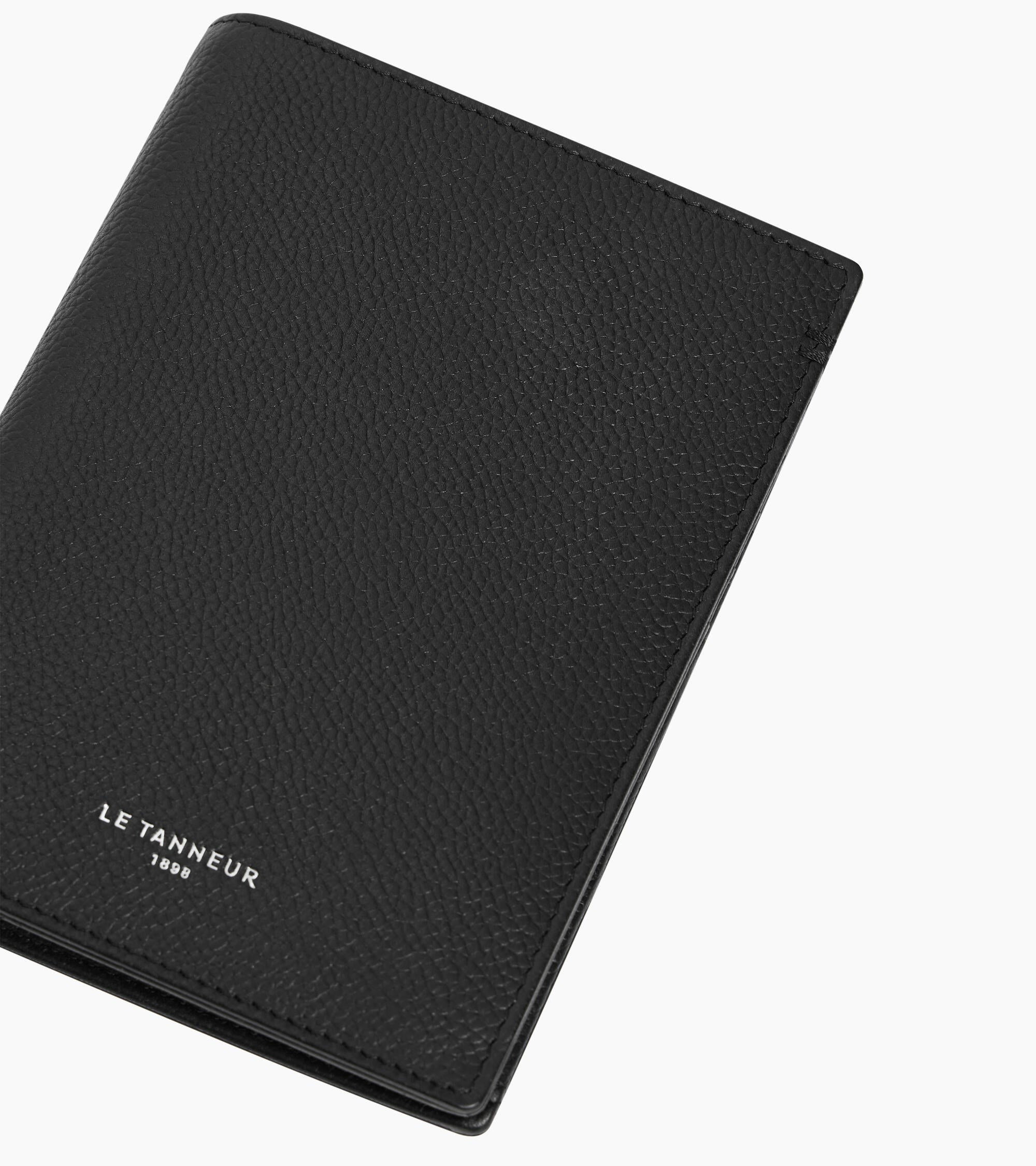Lucien large vertical zipped wallet in grained leather