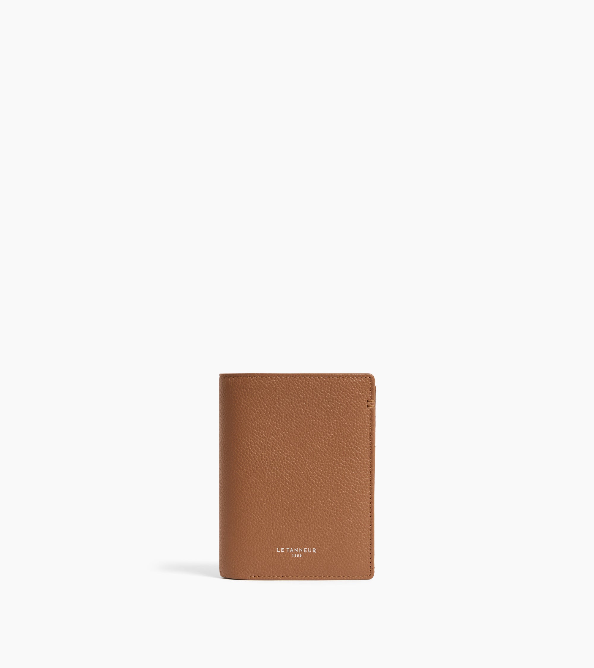 Lucien small vertical two-fold zipped wallet in grained leather