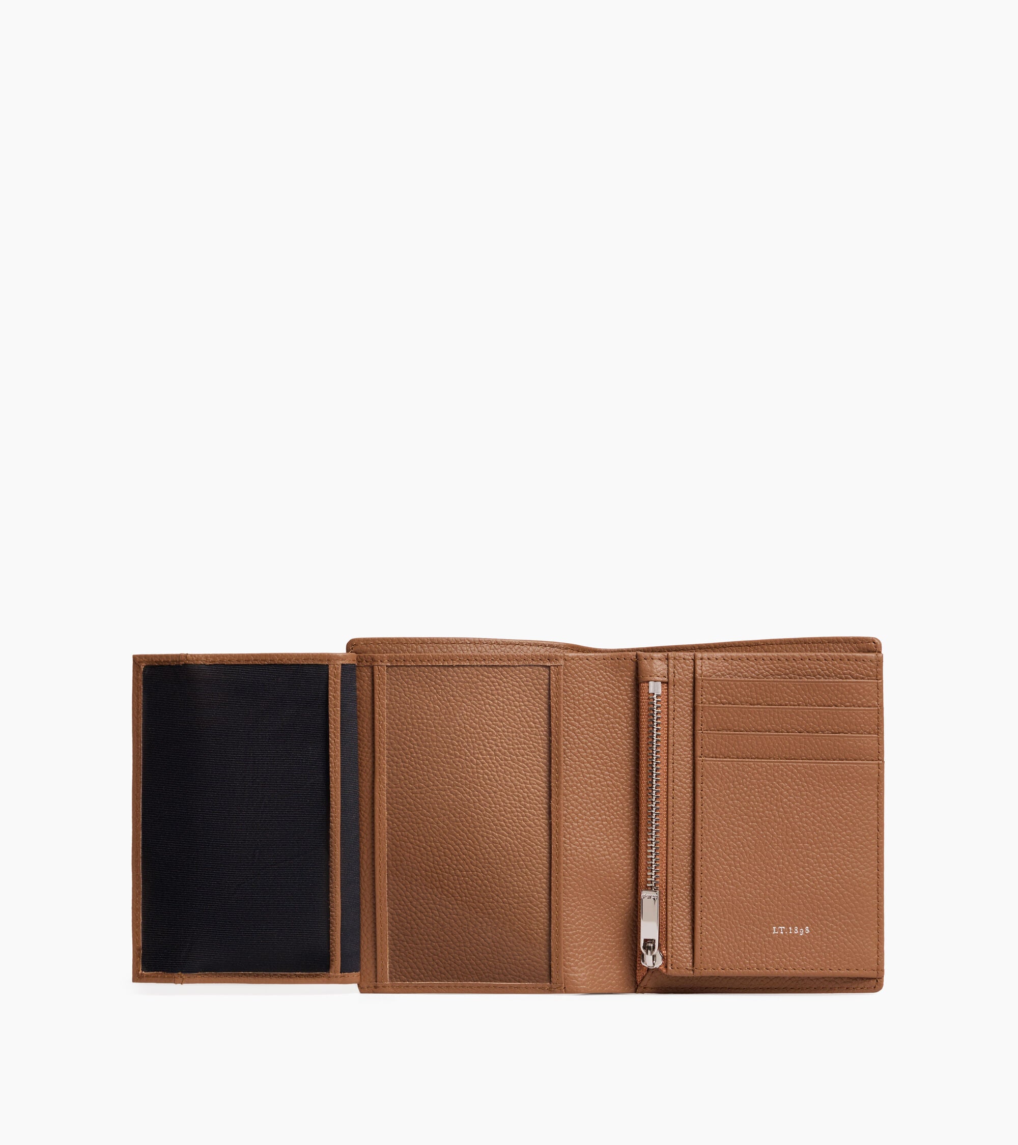 Lucien small vertical two-fold zipped wallet in grained leather