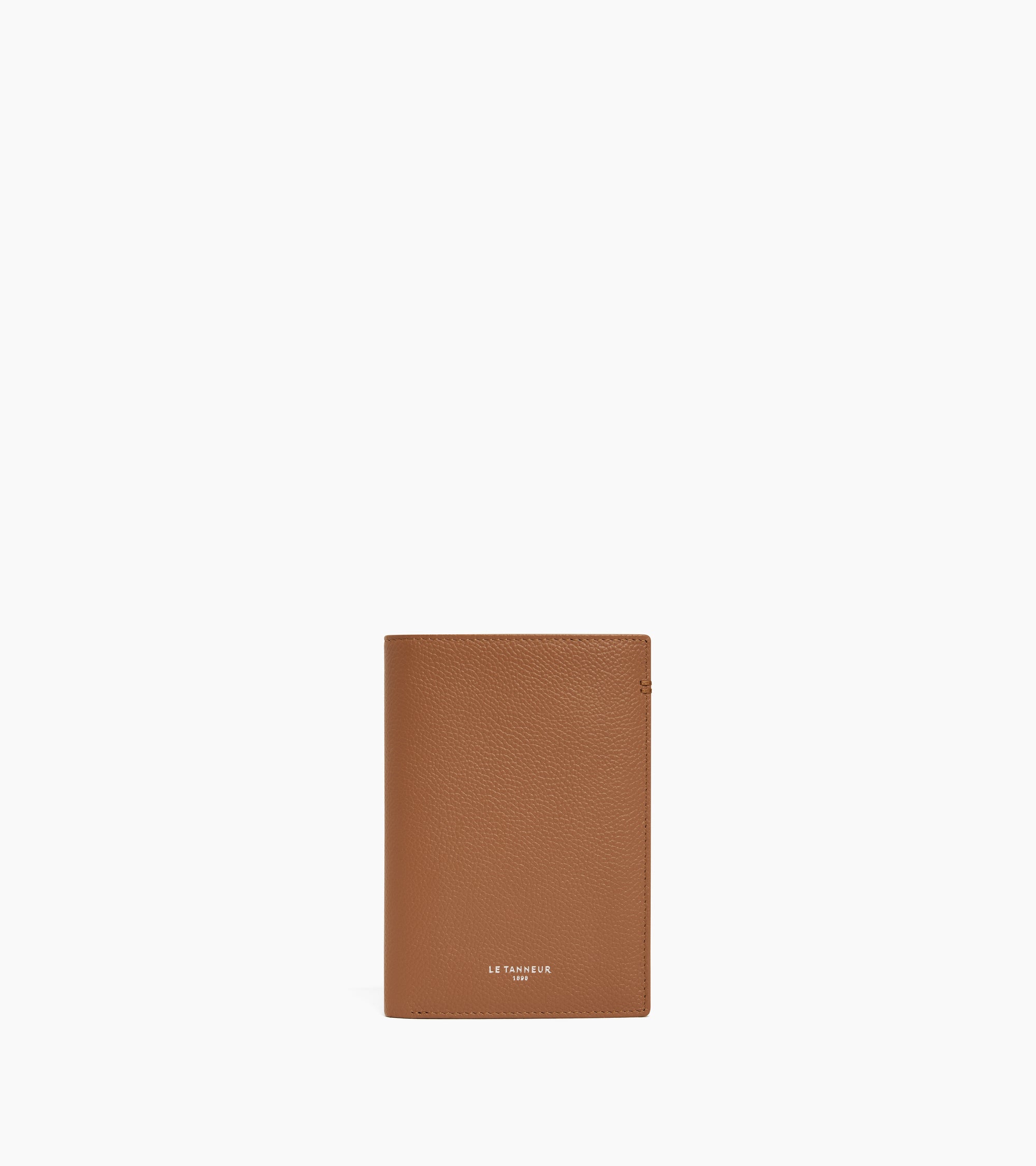 Lucien medium vertical two-fold zipped wallet in grained leather