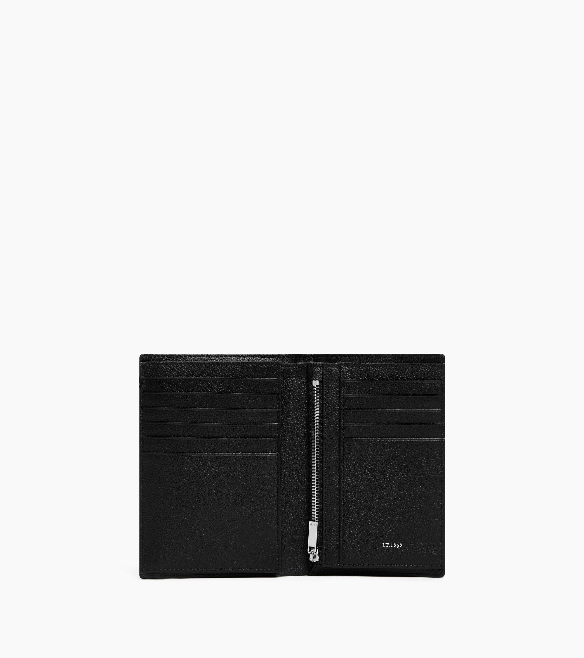 Lucien medium vertical two-fold zipped wallet in grained leather